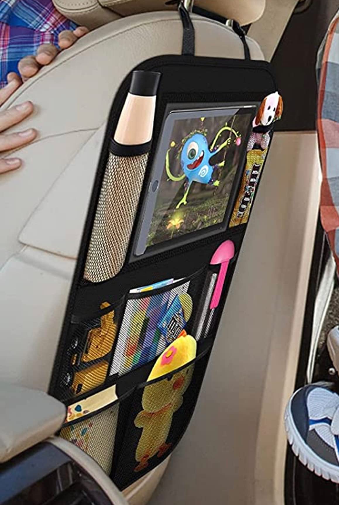 ONE PIX Backseat Car Organizer Mats Back Seat Organizers and Storage Bag with Touch Screen Tablet Holder for Kids Toddlers Car Seats, Travel Accessories, Road Trip Essentials Kids customer photo 2