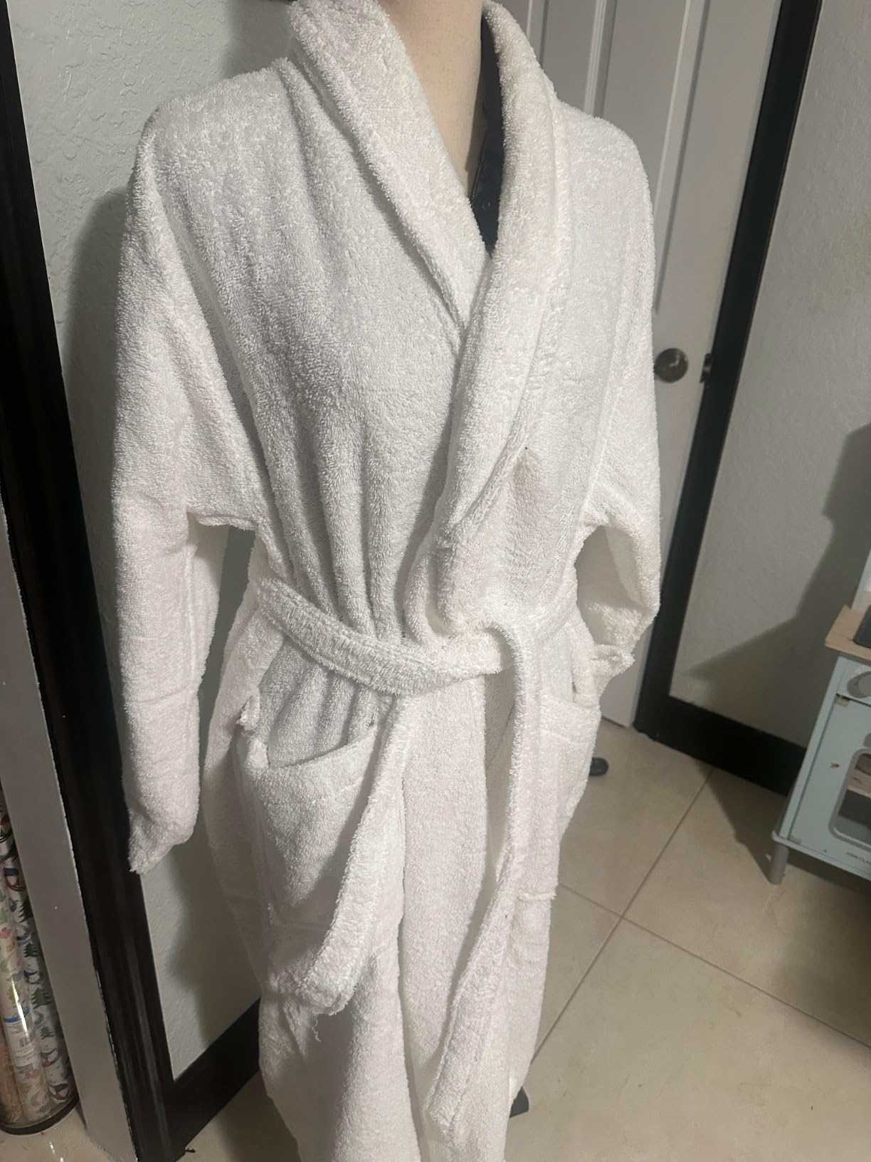 BIOLINEN 100% Cotton Terry Shawl Collar Bathrobe with Slippers customer photo 2