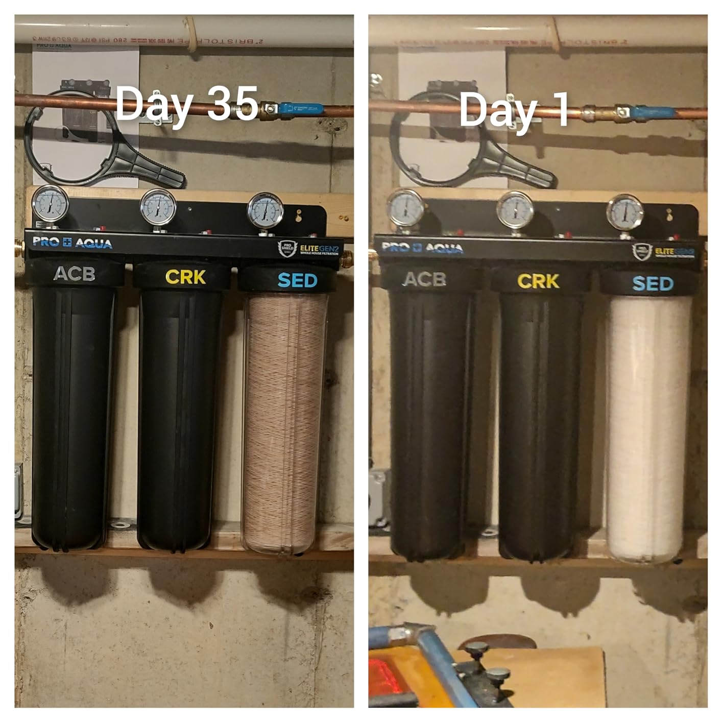 PRO+AQUA Elite Series GEN2 PRO-100-E 3-Stage Whole House Water Filtration System for City & Well Water with Pressure Gauges | Reduces Contaminants, Sediment, Chemicals, Heavy Metals, with 1” Ports customer photo 1