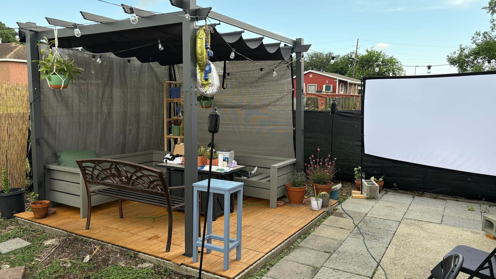 PURPLE LEAF 10' X 10' Outdoor Retractable Pergola with Sun Shade Canopy Patio Metal Shelter for Garden Porch Beach Pavilion Grill Gazebo Modern Yard Grape Trellis Pergola, Beige customer photo 1
