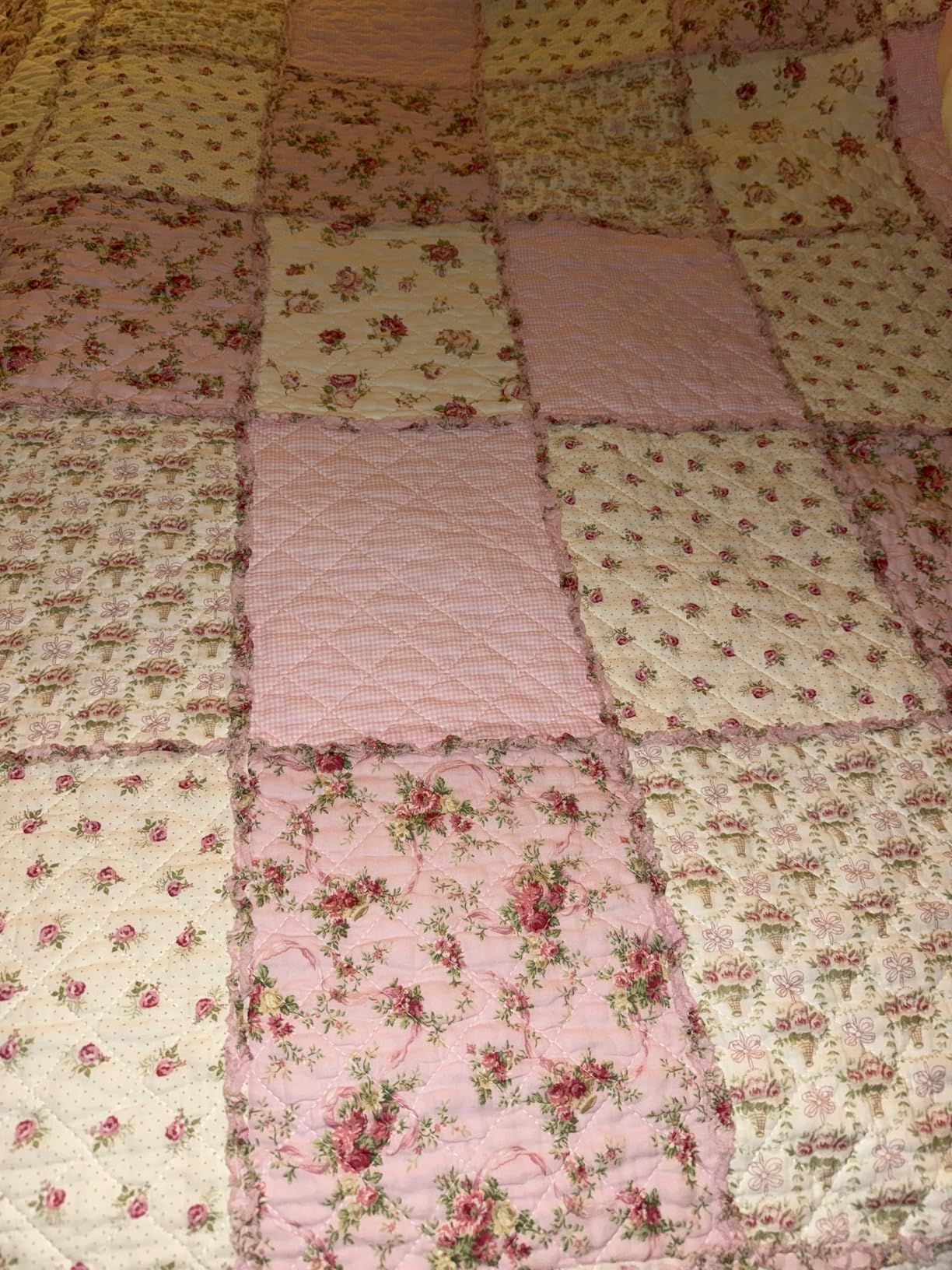 Cozyholy Original 100% Cotton Quilt Full Queen Size Blue Floral Patchwork Quilt, Lightweight Reversible Bedspread Quilted Throw Blanket, Vintage Shabby Chic Cottage Bedding Coverlet for Bed Couch Sofa customer photo 2