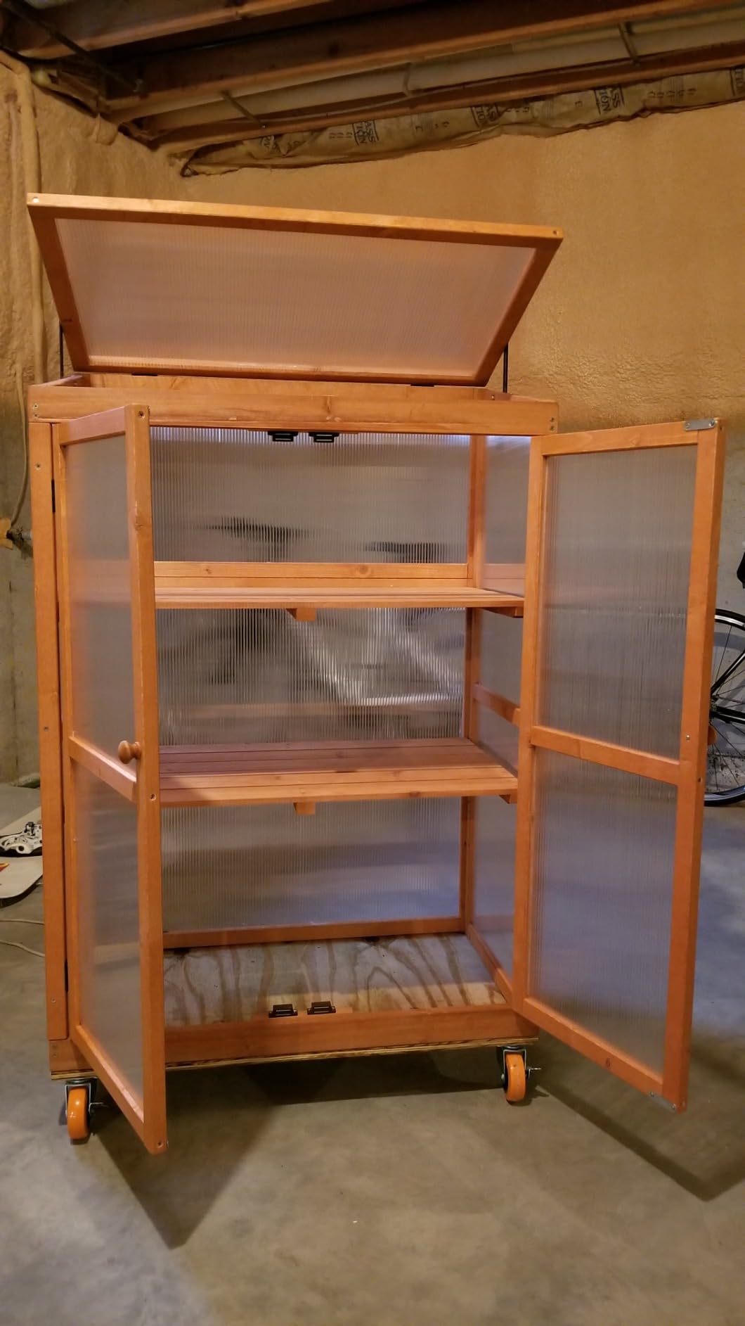MCombo Cold Frame Greenhouse, Wooden Cabinet with Shelves, 0760 (Orange) customer photo 1