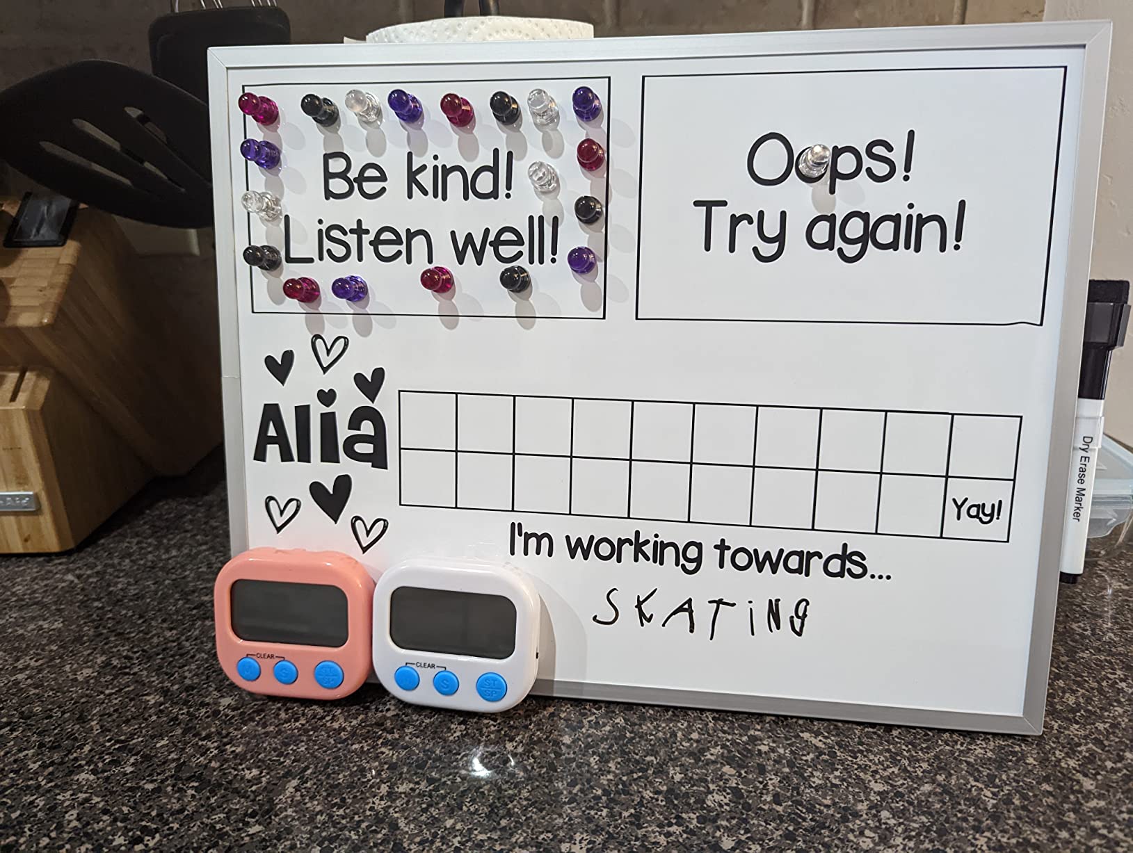 Amazon Basics Small Dry Erase Whiteboard, Magnetic Bulletin Board, with Marker and Magnets, 11