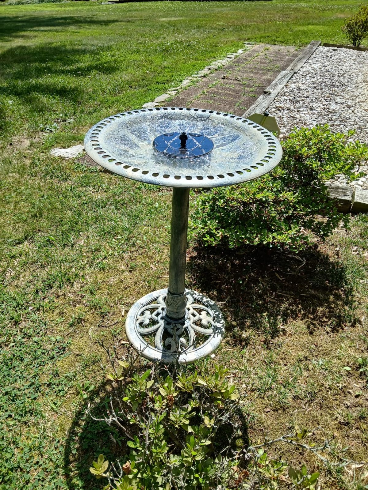 VIVOHOME Bird Bath with Solar Fountain for Outside, Pedestal, Gray | Solar-Powered Pump, Weather-Resistant Polyresin, 20-Inch Bowl, for Outdoor/Garden, Bird-Friendly, Easy to Clean customer photo 1