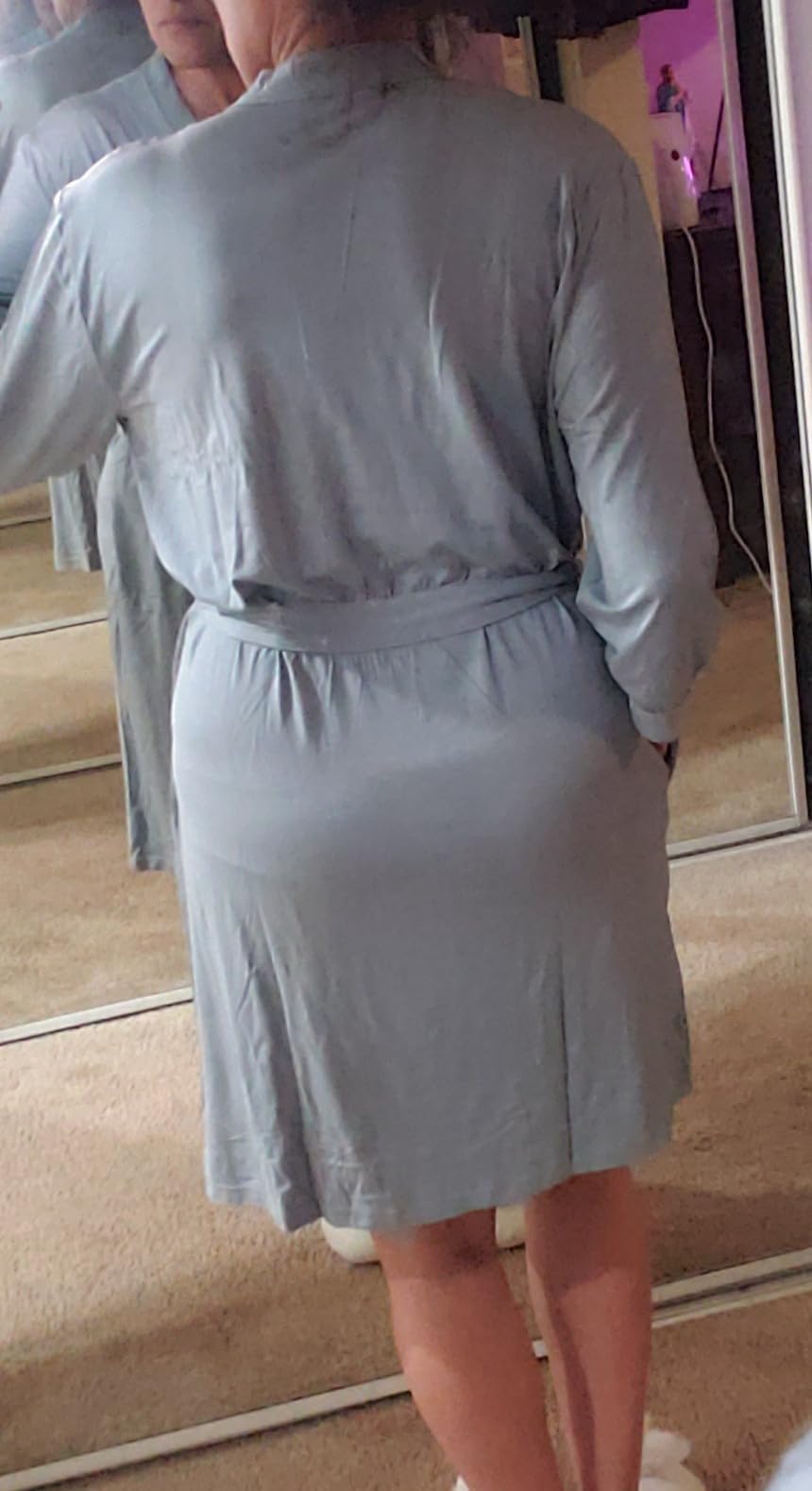 Joyaria Women Bamboo Viscose Robe Summer Cooling Short Lightweight Bathrobe | Buttery Soft Feel, Secure Double Wrap, Deep Pockets, 3/4 Sleeves, Travel Friendly customer photo 2