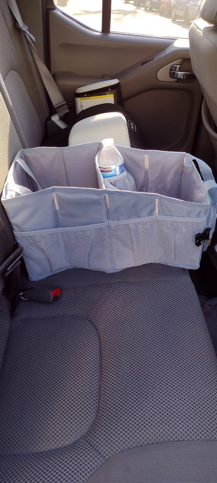 Easy-to-Reach Kids Car Organizer with Tissue Box and Cup Holder for Back Seat, Front Seat, Between Seats, Floor - Tote Car Storage Organization for Toddlers - Kids Road Trip Travel Essentials (Grey) customer photo 1