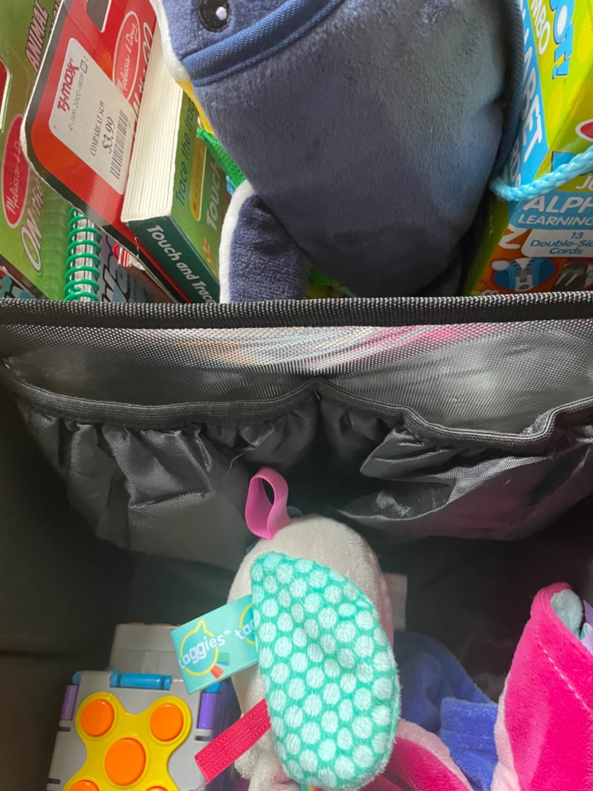 Easy-to-Reach Kids Car Organizer with Tissue Box and Cup Holder for Back Seat, Front Seat, Between Seats, Floor - Tote Car Storage Organization for Toddlers - Kids Road Trip Travel Essentials (Grey) customer photo 2