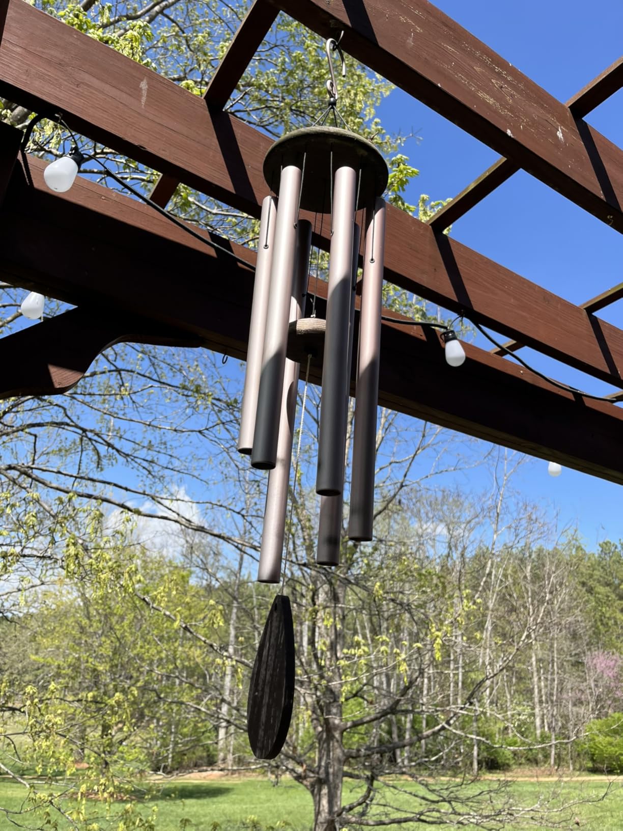 UpBlend Wind Chimes for Outside Deep Tone Aluminum 38 Inch, Copper Red | Large outdoor windchime, hand-tuned E major pentatonic, ash wood, adjustable clapper, garden patio porch decor, memorial gift customer photo 1