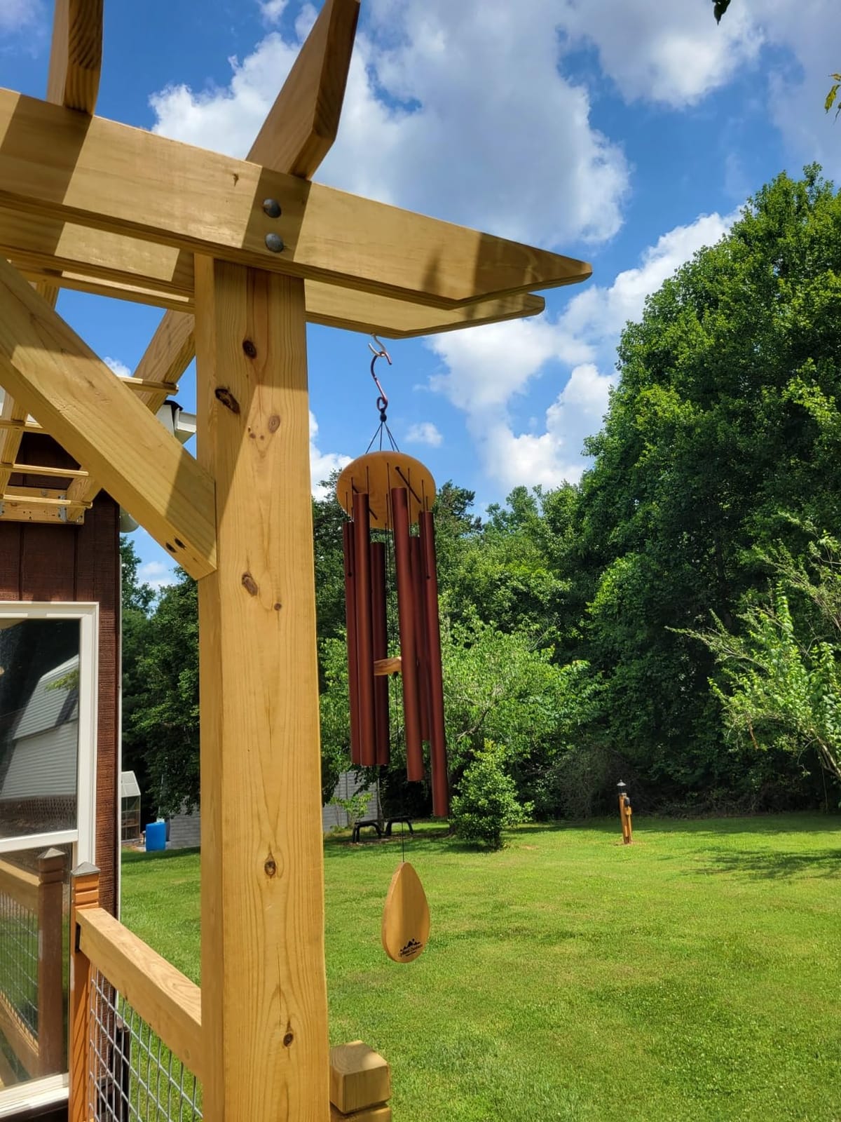 UpBlend Wind Chimes for Outside Deep Tone Aluminum 38 Inch, Copper Red | Large outdoor windchime, hand-tuned E major pentatonic, ash wood, adjustable clapper, garden patio porch decor, memorial gift customer photo 2