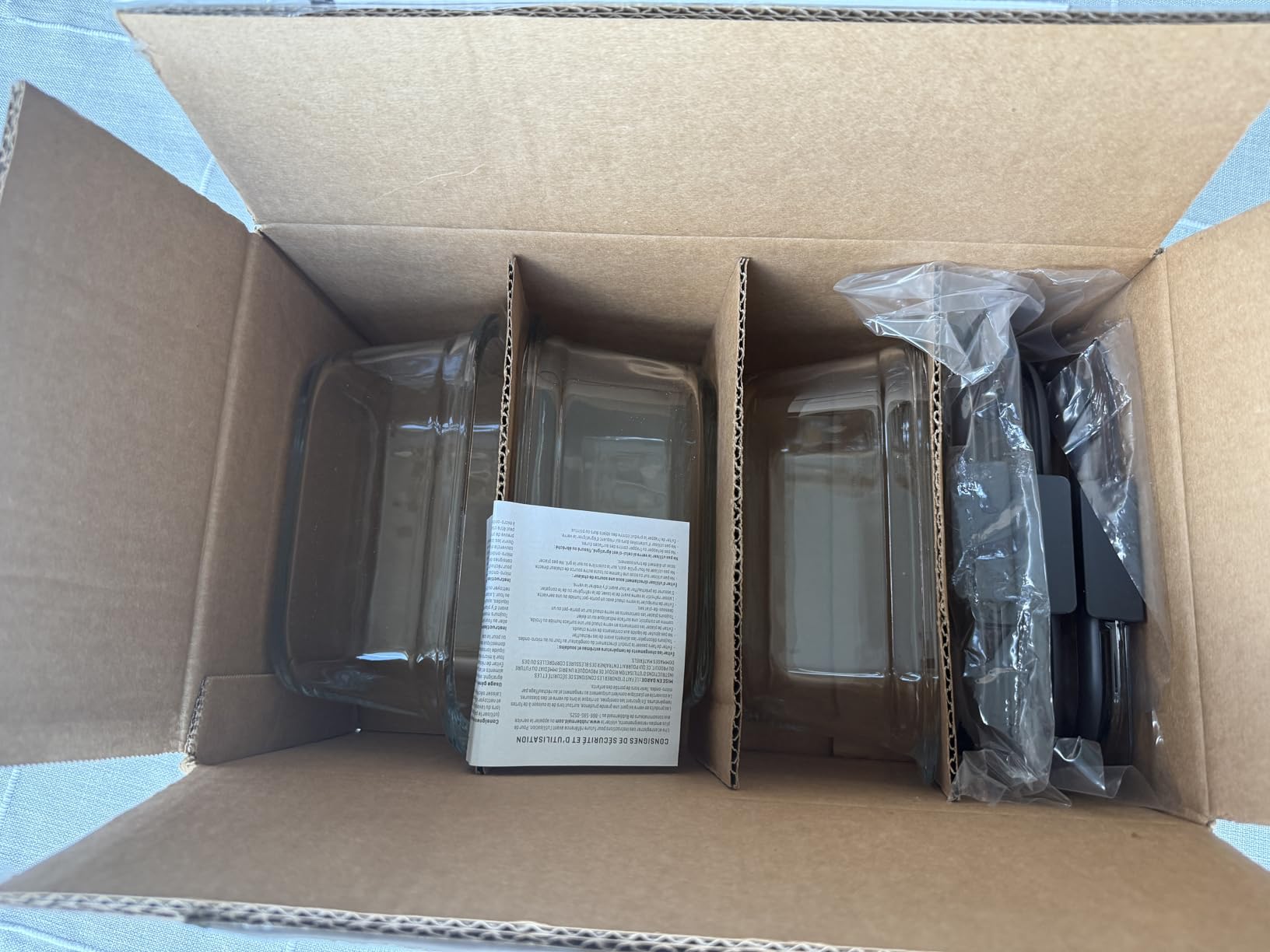 Rubbermaid Brilliance Glass Food Storage set of 4 containers 8 total pieces (4 containers + 4 lids) for Lunch Meal Prep and Leftovers Dishwasher and Oven Safe Clear/Grey customer photo 1