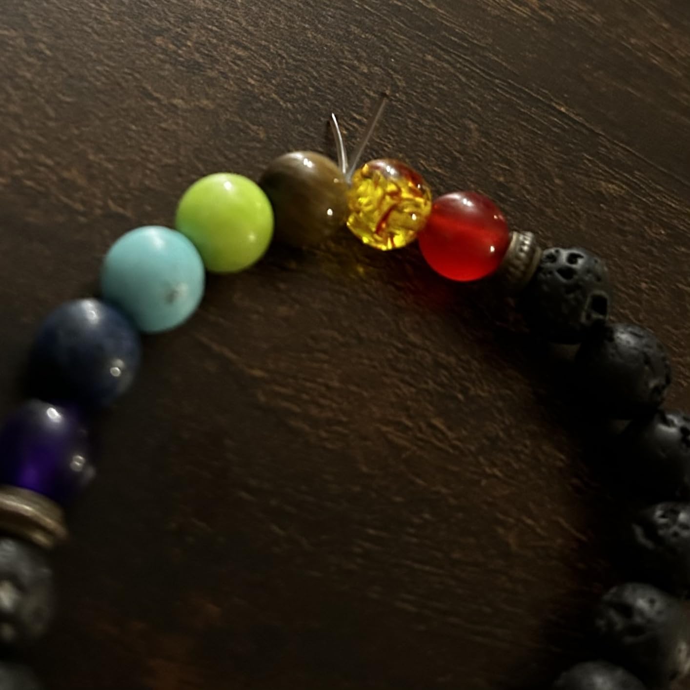 GelConnie Lava Rock Chakra Bracelet 7 Chakra 8mm Natural Stone Healing Bracelet Stress Relief Yoga Beads Anxiety Bracelet Aromatherapy Essential Oil Diffuser Bracelet Bangle customer photo 2