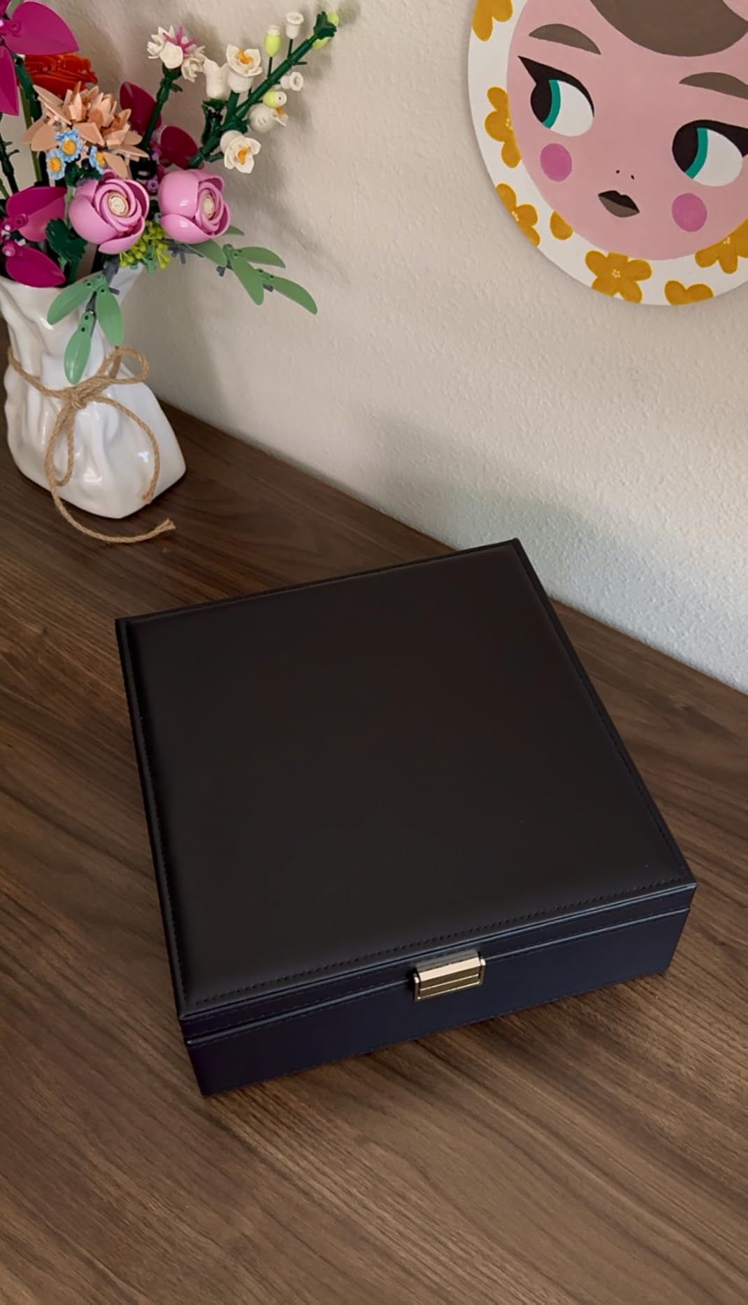 ProCase Jewelry Box for Women, 2 Layers Large Leather Jewelry Organizer Storage Case with Removable Pad for Earrings - Black customer photo 1
