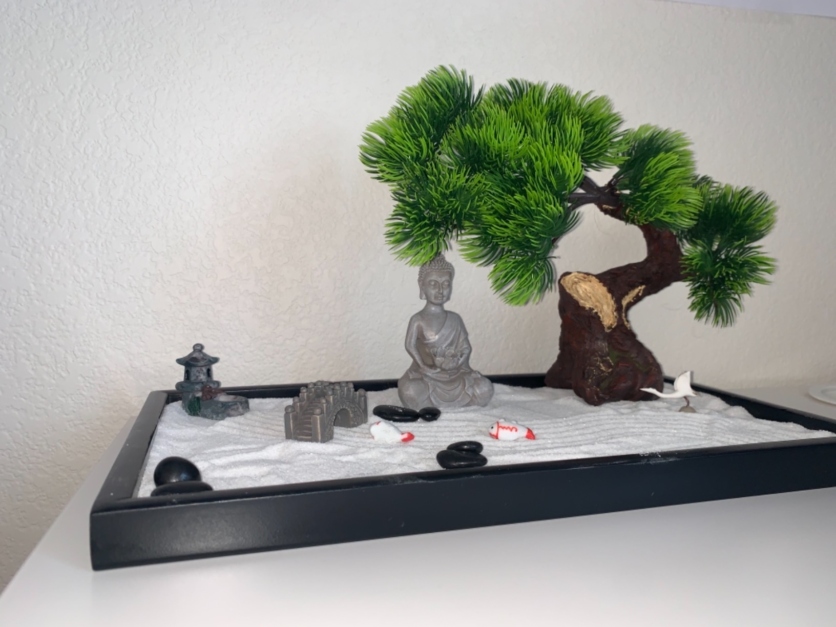 BangBangDa Japanese Zen Garden Kit for Desk - Meditation Rock Sand Garden for Birthday Gift Office Home Desktop Relaxation Decor Bamboo Rakes Bonsai Tree Pagoda Accessories Tools Kits customer photo 2