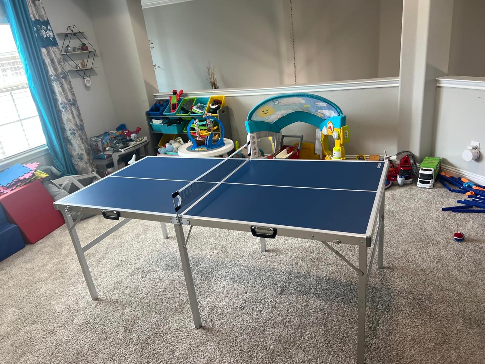 GoSports Mid-Size Table Tennis Game Set - Indoor/Outdoor Portable Table Tennis Game with Net, 2 Table Tennis Paddles and 4 Balls customer photo 1