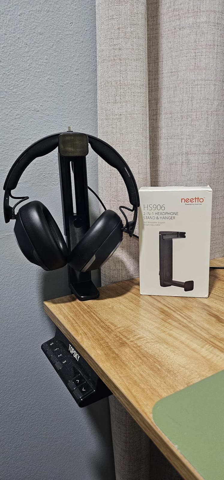 HS906 Headphone Stand & Hanger 2 in 1, Above & Under Desk, Height Adjustable & Rotating Clamp with Cable Clip customer photo 2