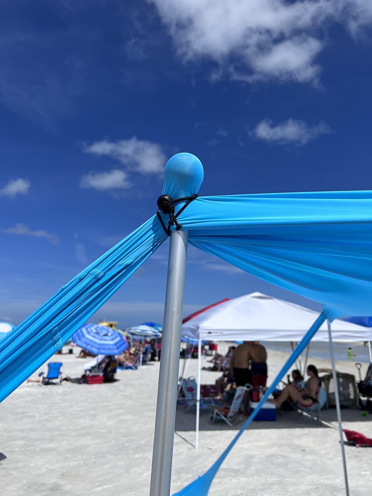 SUN NINJA Beach Tent Sun Shelter, Beach Shade Canopy with UPF50+ Protection | Beach Canopy Tent Sun Shade, Cabana Includes Carry Bag, Sand Shovel, Ground Pegs, 4 Poles & Anchor Bags customer photo 2
