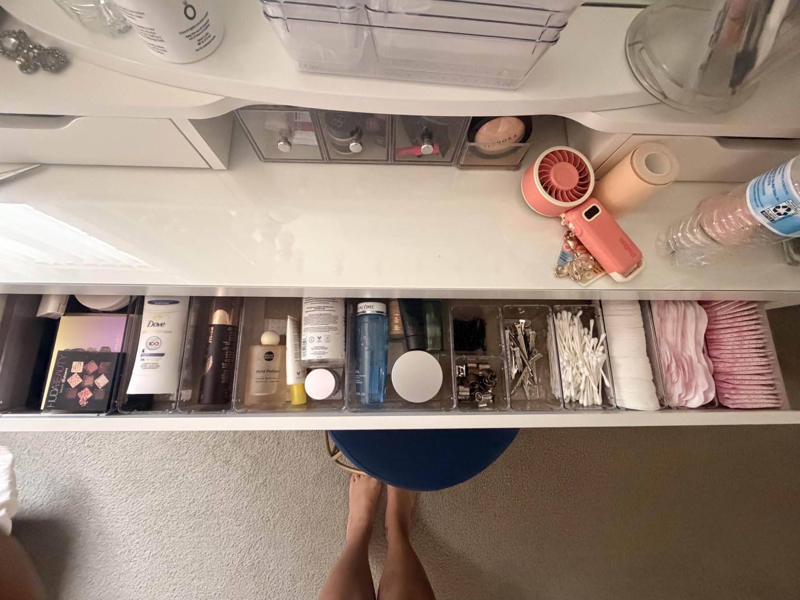Vtopmart 25 PCS Clear Plastic Drawer Organizers Set, 4-Size Versatile Bathroom and Vanity Drawer Organizer Trays, Storage Bins for Makeup, Bedroom, Kitchen Gadgets Utensils and Office customer photo 1