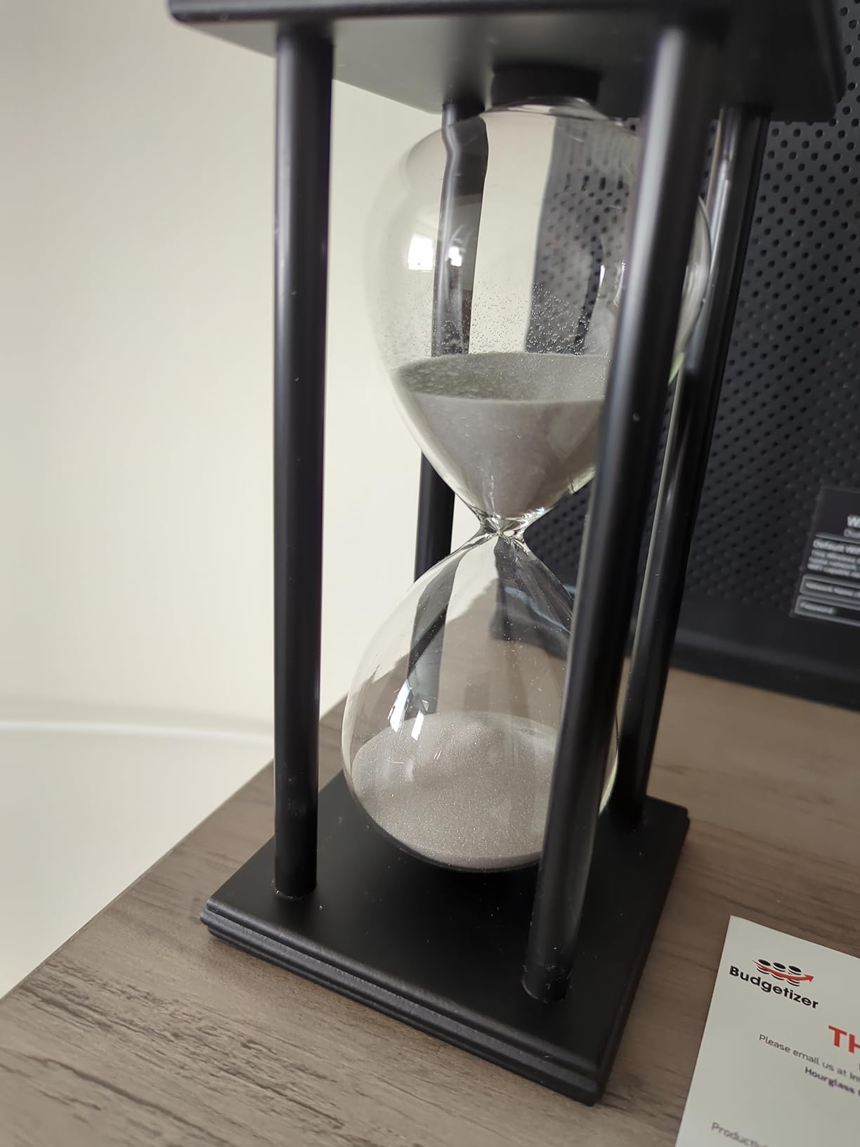Decorative Sand Timer Clock Hourglass with Balance Physics Motion Desk Toy Sculpture, Light Gray, 60 Minute Productivity Hour Glass customer photo 1