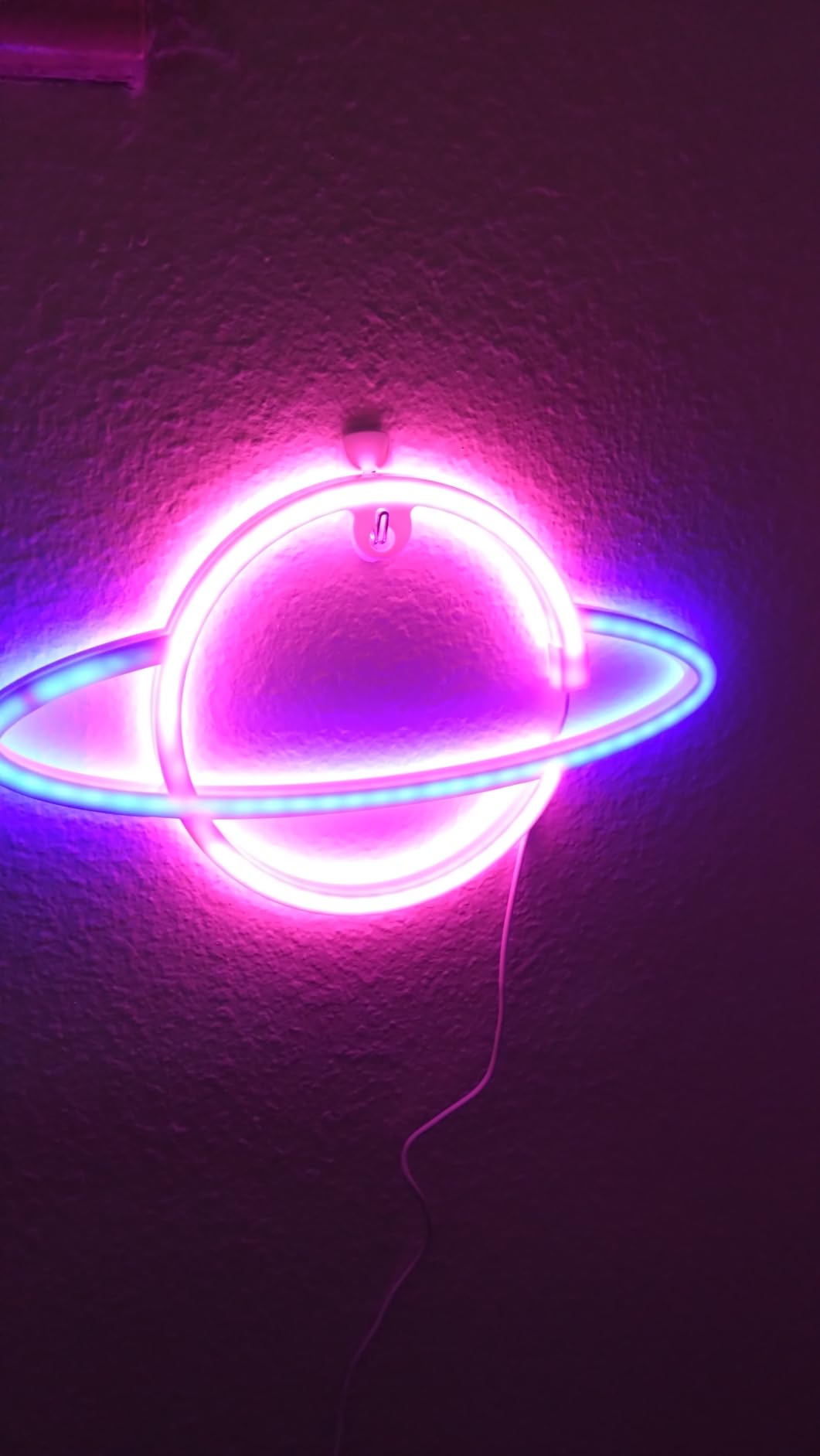 Lumoonosity Planet Neon Sign - USB Powered Saturn LED Light with On/Off Switch, Planet Led Sign for Wall Decor - Aesthetic Hanging Saturn Neon Light for Bedroom, Gaming Room customer photo 2