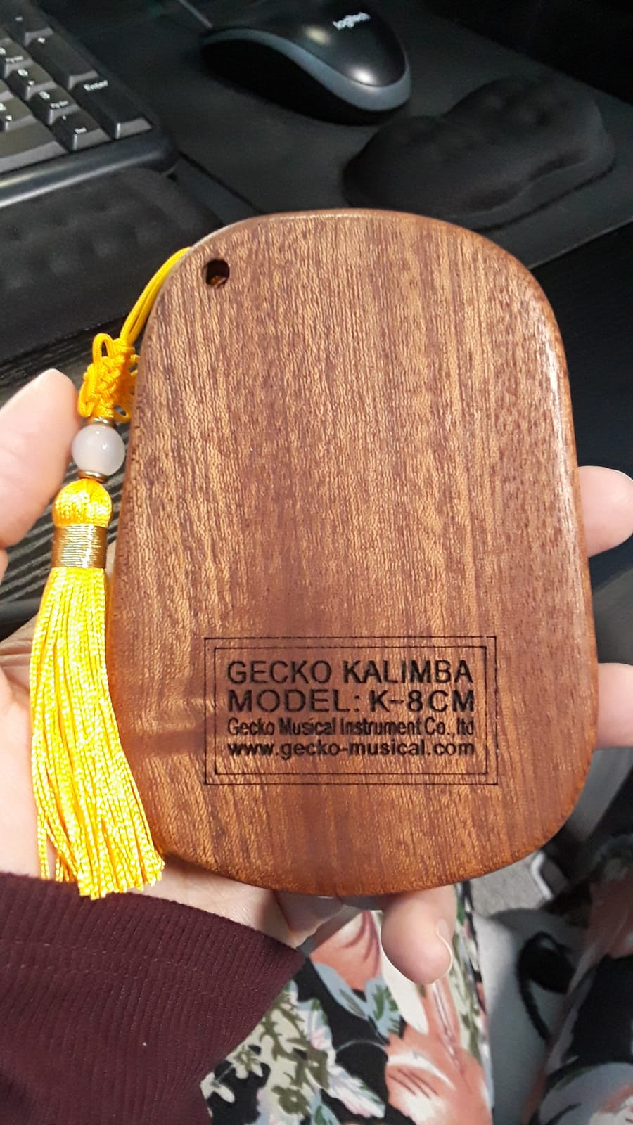 GECKO Mini Kalimba Thumb Piano Portable Flat Board Kalimba 8 keys Mahogany Wood Handmade Mbira Finger Piano, Musical Instrument with Instruction and Tune Hammer Gift for All Skill Levels Beginners customer photo 1