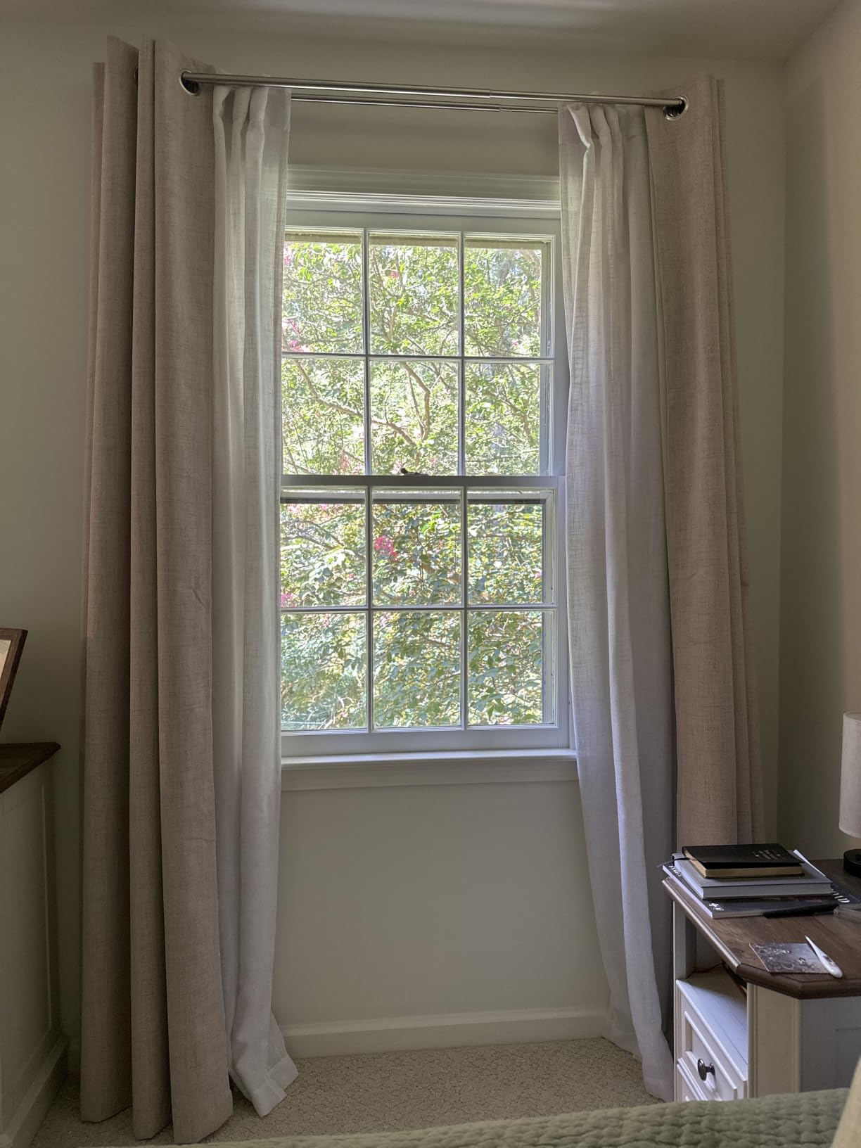 MIULEE 100% Blackout Linen Textured Curtains for Bedroom Solid Thermal Insulated Natural Beige Grommet Room Darkening Curtains & Drapes Luxury Decor for Living Room 52 x 84 Inch (2 Panels) customer photo 2