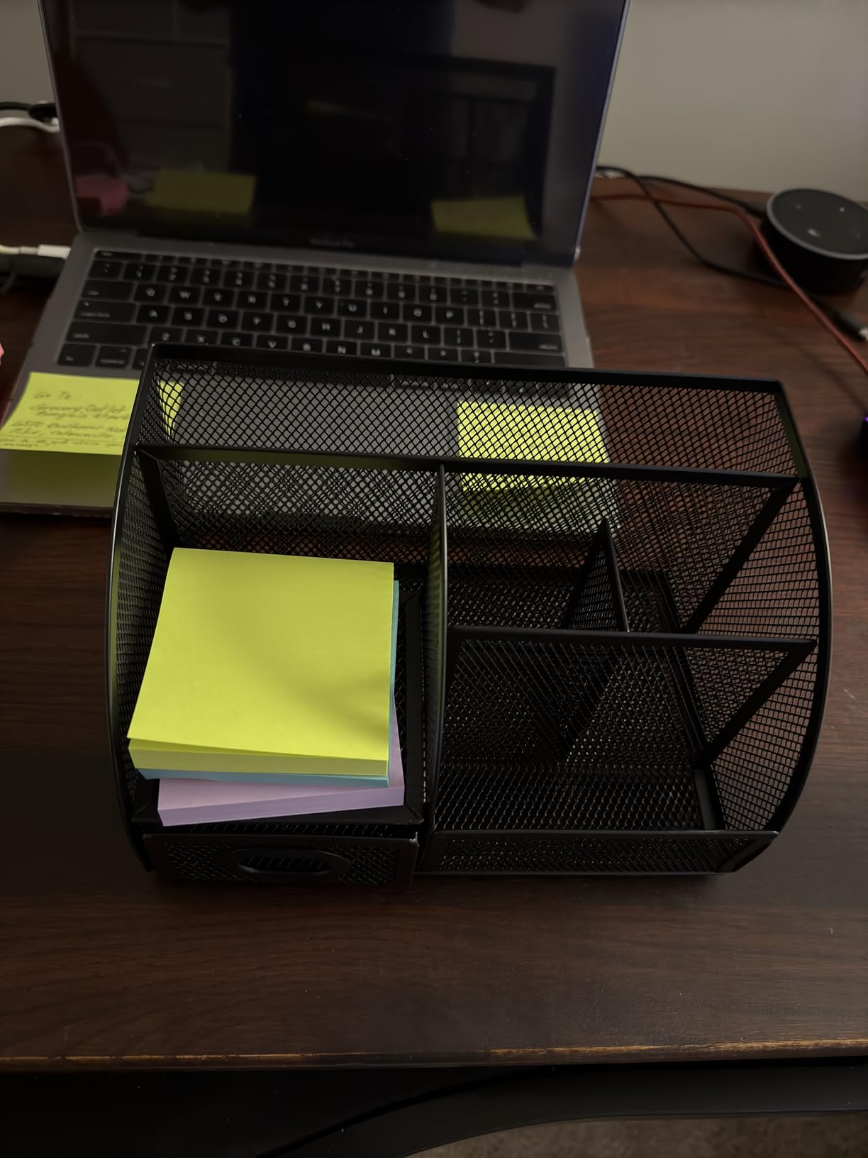 Amazon Basics Mesh Pen Holder and Desktop Desk Organizer, Office Caddy Storage for Writing Utensils, 9.1 x 5.9 x 5.5 inches, Black customer photo 2