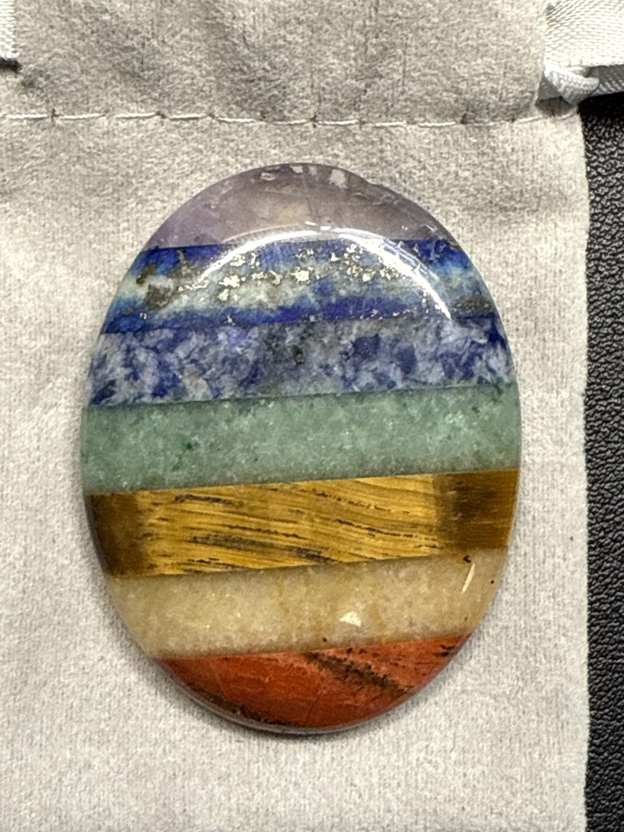 SHARKOOO Thumb Worry Stone for Anxiety, 7 Chakra Crystals Healing Stones, Oval Chakra Worry Stone, Meditation Crystal customer photo 2