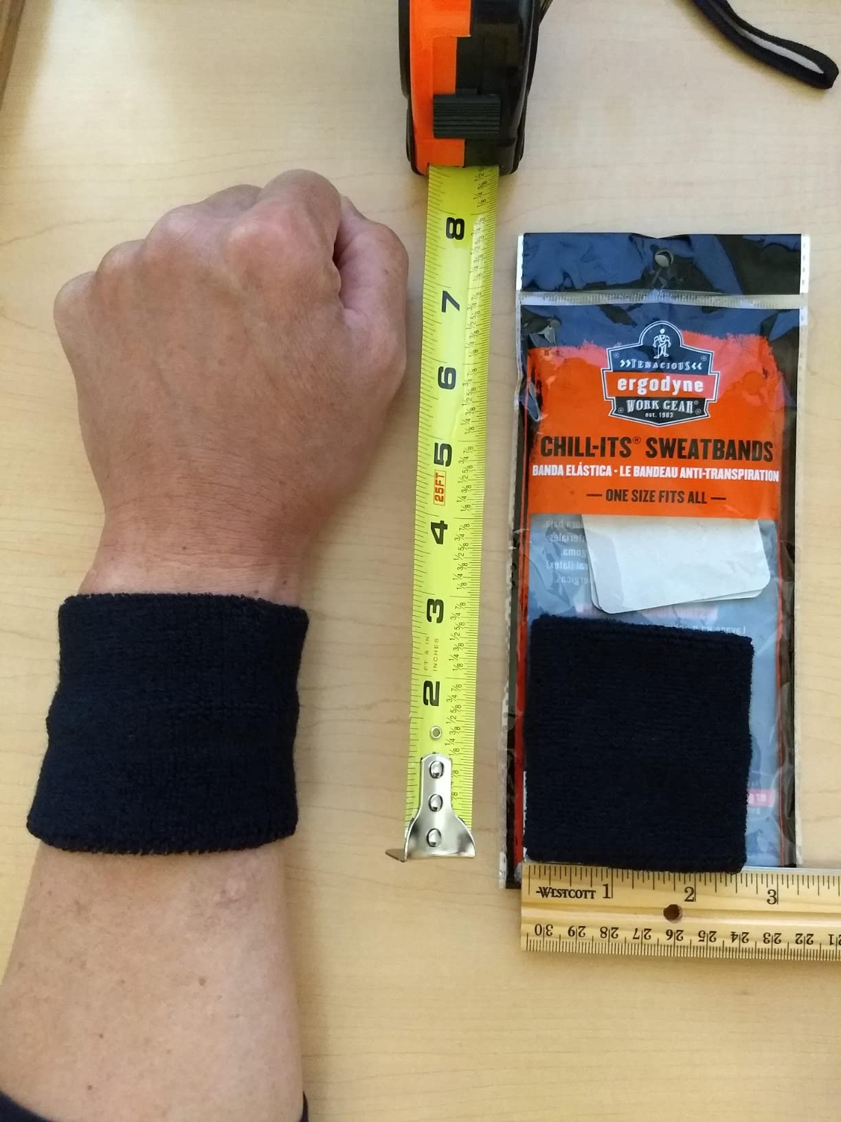 Ergodyne unisex adult - Wrist Sweatband 3PK, Black, 3-PK US customer photo 1