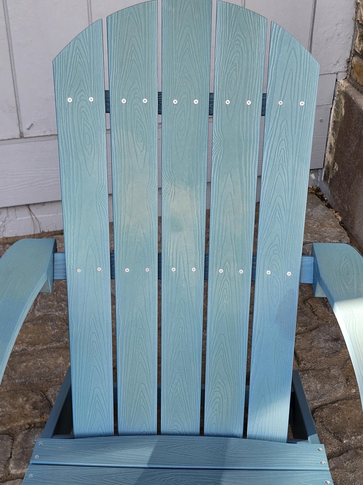 YEFU Adirondack Chair Weather Resistant: Outdoor Chair HIPS Plastic Adirondack Chairs - Patio Chairs with Cup Holder & Wood Texture - Lawn Fire Pit Deck Porch Garden Chairs for Adults (Blue) customer photo 1