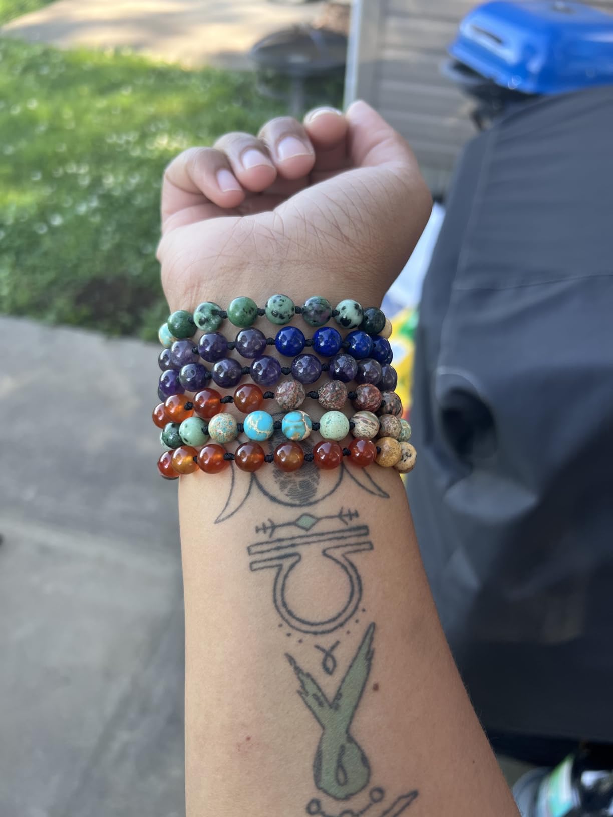 7 Chakra 108 Mala Beads Bracelet Real Gemstone Yoga Meditation Hand Knotted Mala Prayer Bead Necklace customer photo 2