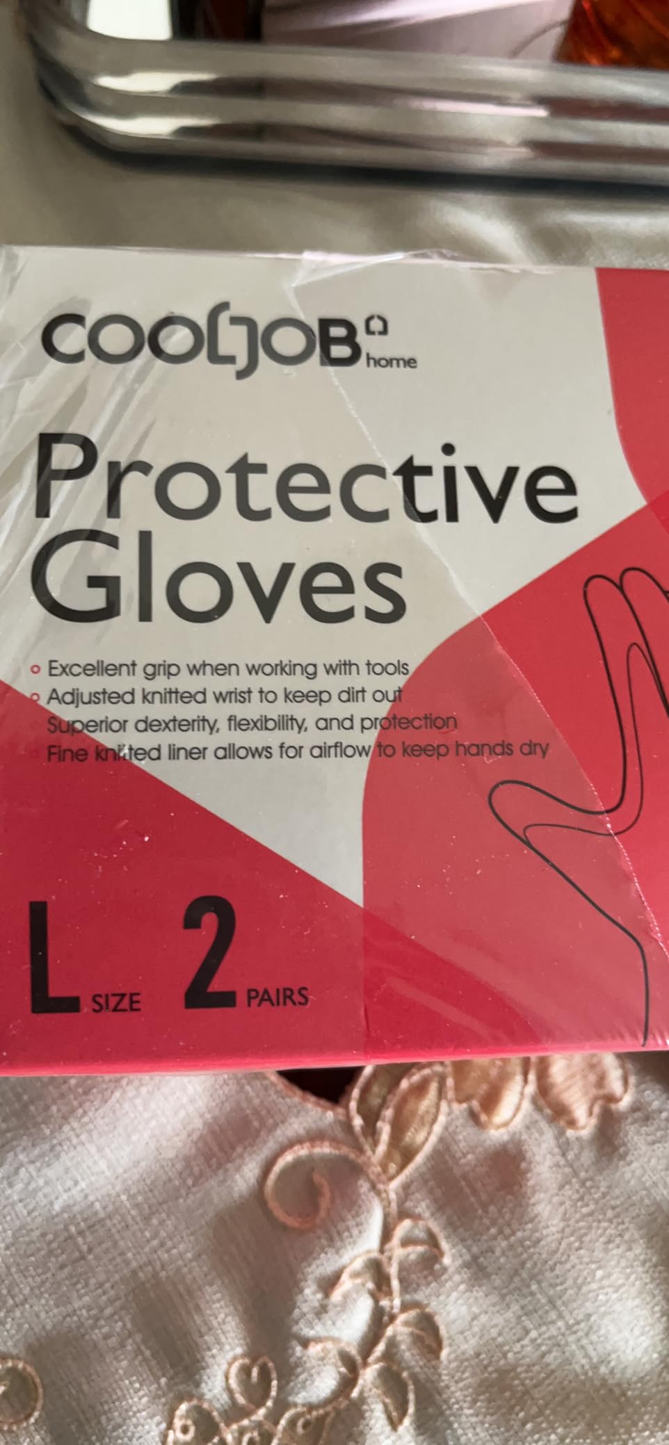 COOLJOB Gardening Gloves for Men, 2 Pairs Breathable Rubber Coated for Garden Weeding Landscaping, Outside Work for Lawn Yard, Men's Large Size, Black & Red customer photo 2