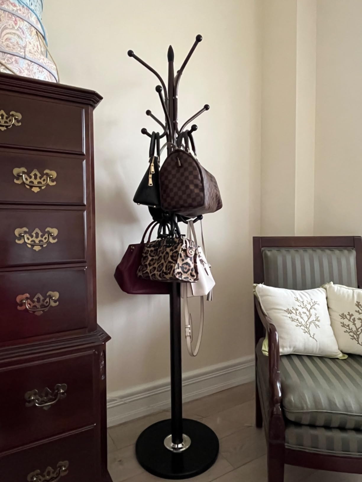Kertnic Freestanding Coat Rack Stand, Heavy Duty Metal Hall Tree with 12 Hooks, 70 Inch Tall Stable Coat Hanger with 14.6