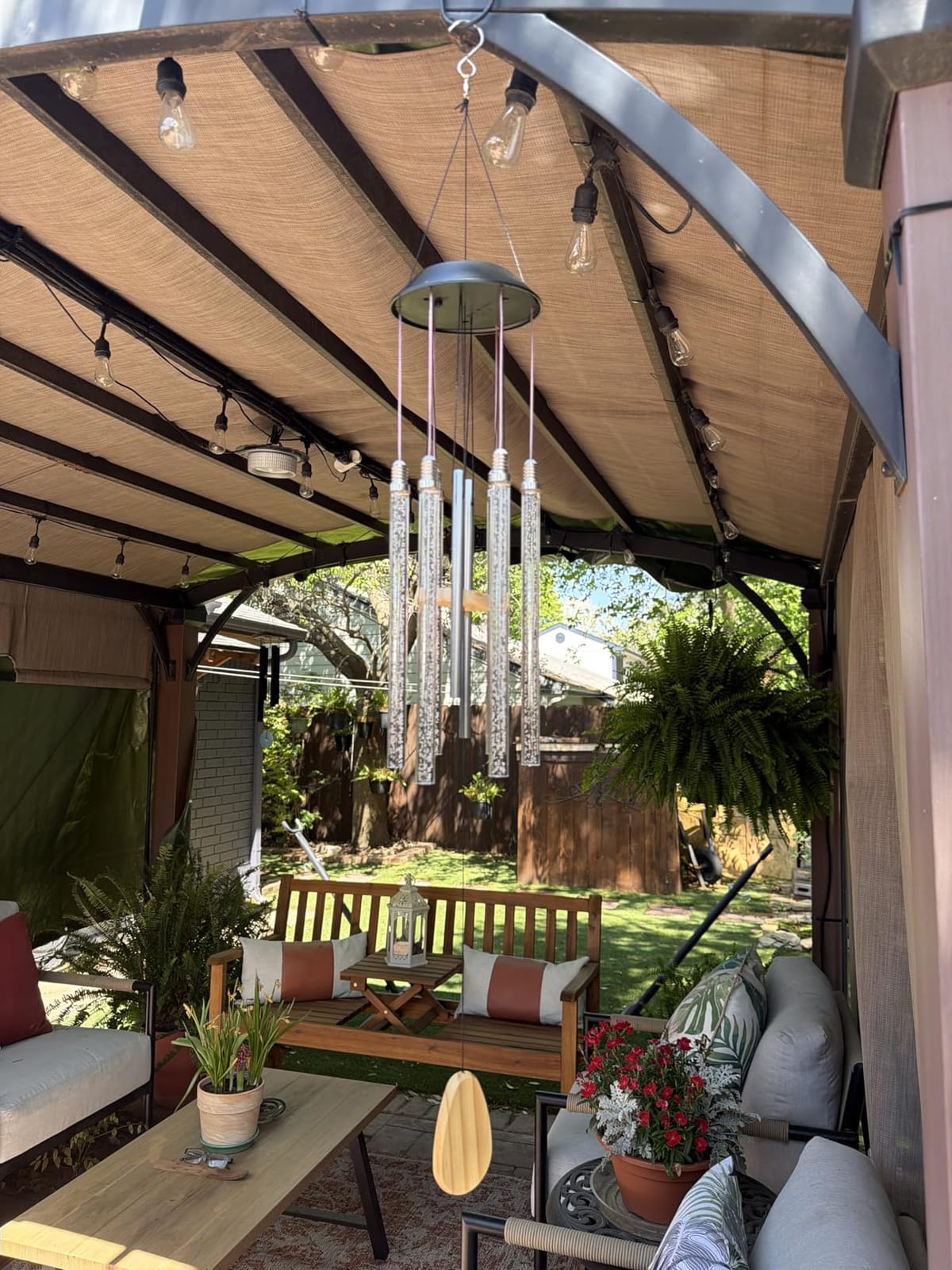 Solar Wind Chimes for Outside, DesGully 6 LED Tubes Color Changing Outdoor Clearance Unique Garden Decor Colorful Patio, Gifts for Her/Him (37