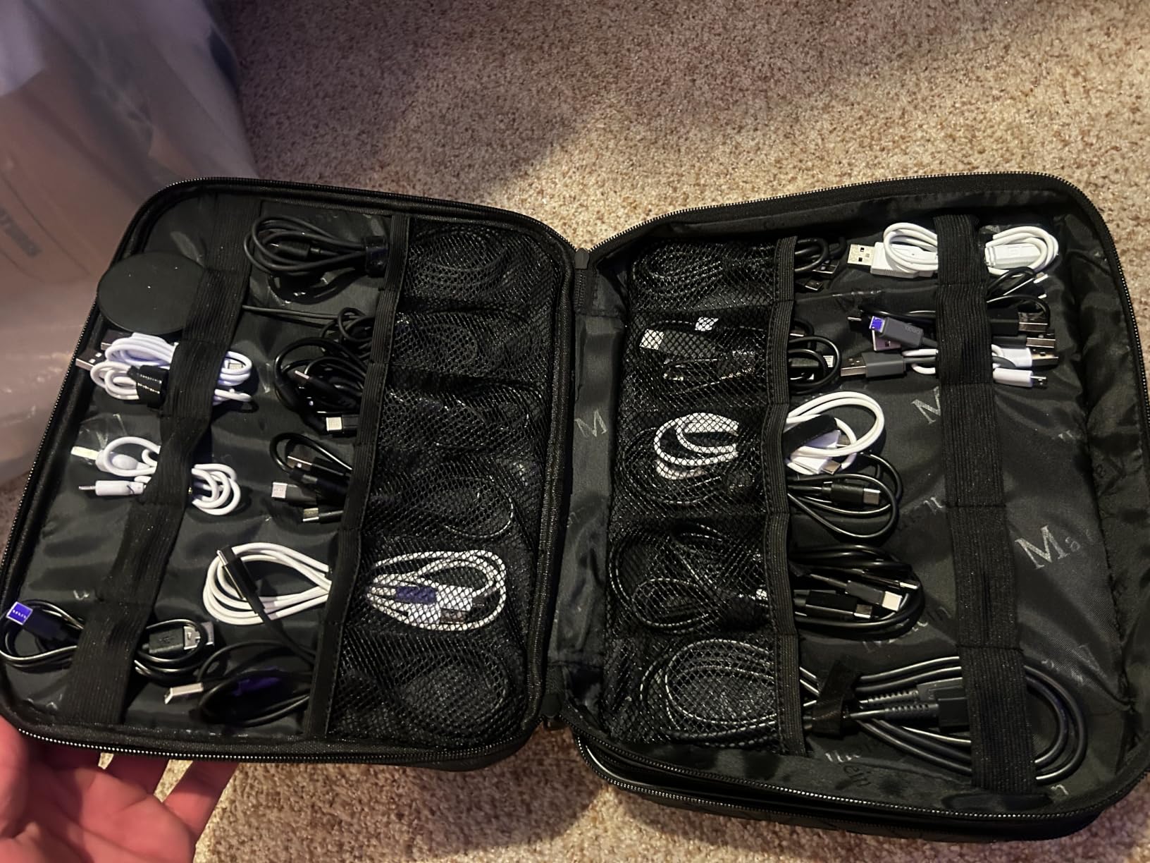 MATEIN Cable Organizer Bag, Travel Electronic Storage Cord Organizer Box | Tech Bag for Travel, Waterproof Charger Storage, Double Layer, Carrying Case for Cord, Shockproof, Portable, DJ Gifts, Black customer photo 2