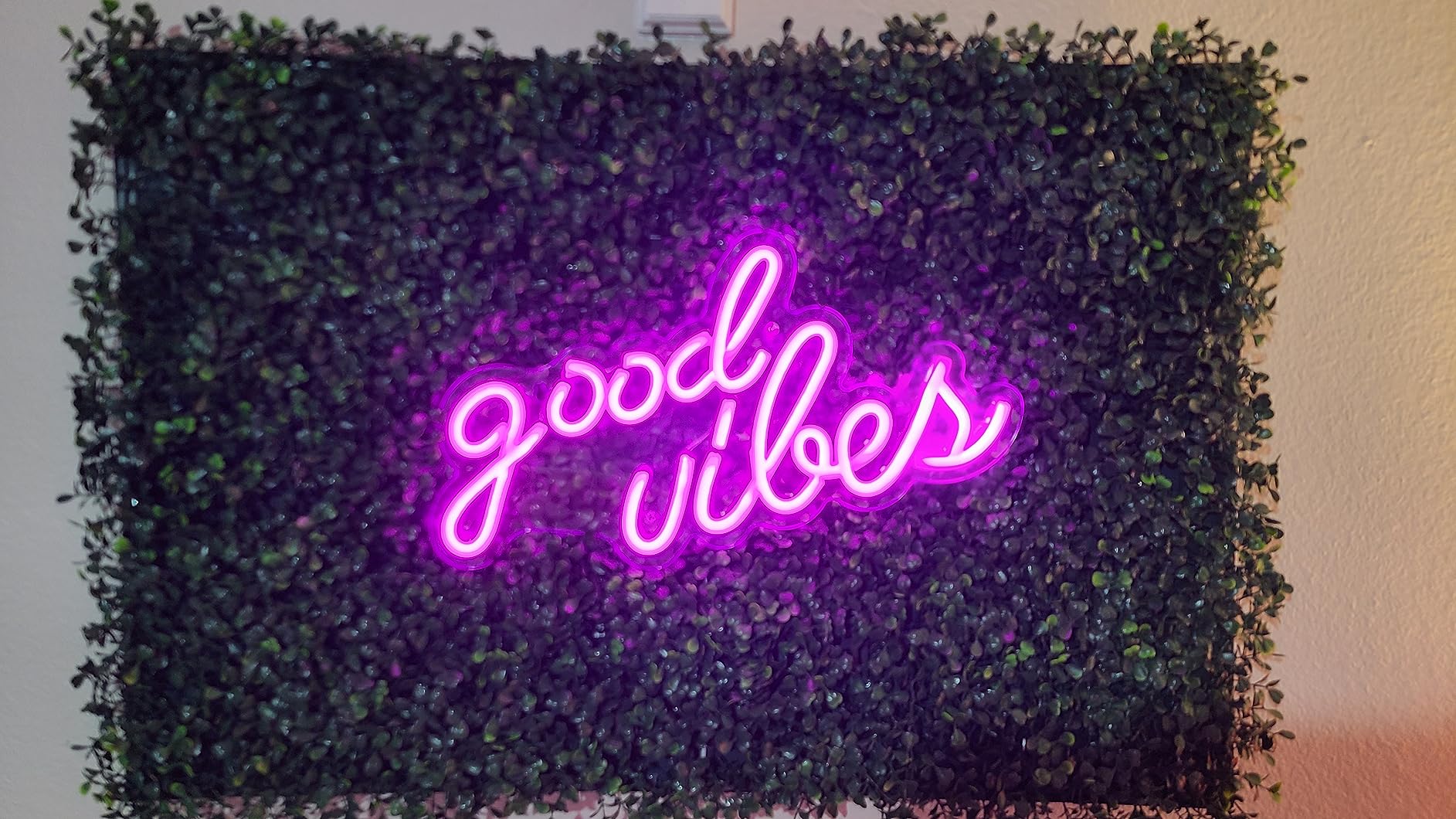 Olekki Pink Good Vibes Neon Sign - Neon Lights for Bedroom, LED Neon Signs for Wall Decor (16.1 x 8.3 inch) customer photo 1