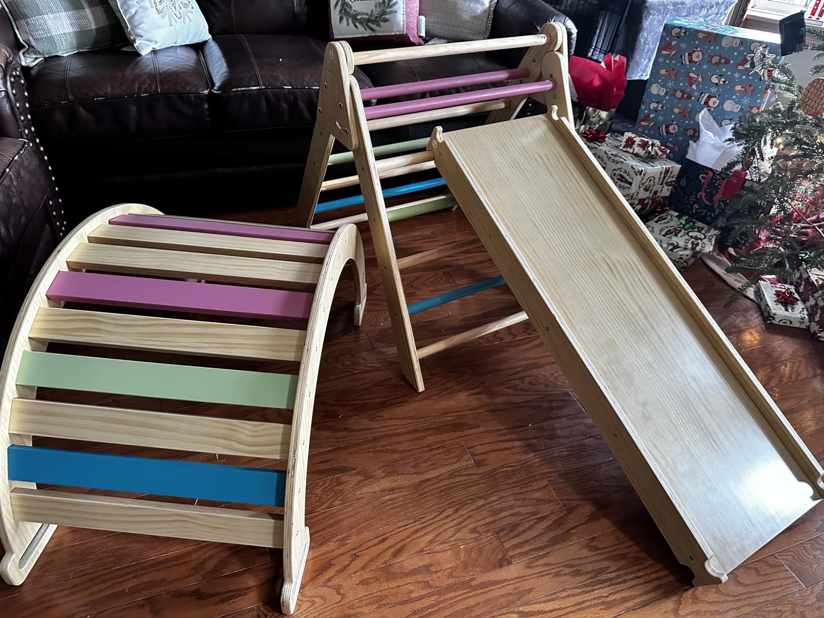 Avenlur 5-in-1 Pikler Triangle Set - Hazel Montessori Indoor Jungle Gym - Climbing Triangle, Waldorf Rocker, Toddler Indoor Climbing Toys, & Slide - Wooden Indoor Playground Playset, Ages 2-7 customer photo 1