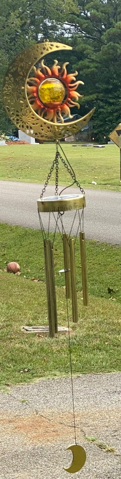 JYPS Sun Moon Solar Wind Chimes, 47-Inch Large Waterproof Windchimes for Outside with Glowing Crackle Glass Ball, Garden Patio Yard Decor Christmas Day Birthday Unique Gifts for Women Mom Grandma Wife customer photo 2