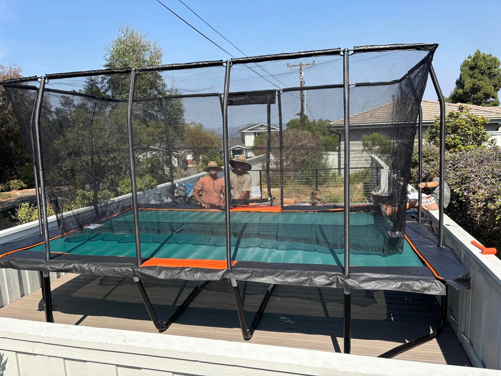 JumpKing Rectangle Trampoline for Outdoor Backyard Fun, Heavy-Duty Quality | Heavy Duty Frame, Ladder Included, Net Enclosure, ASTM Certified, Weather Resistant, High Capacity 1200LBS, Recreational Use customer photo 2