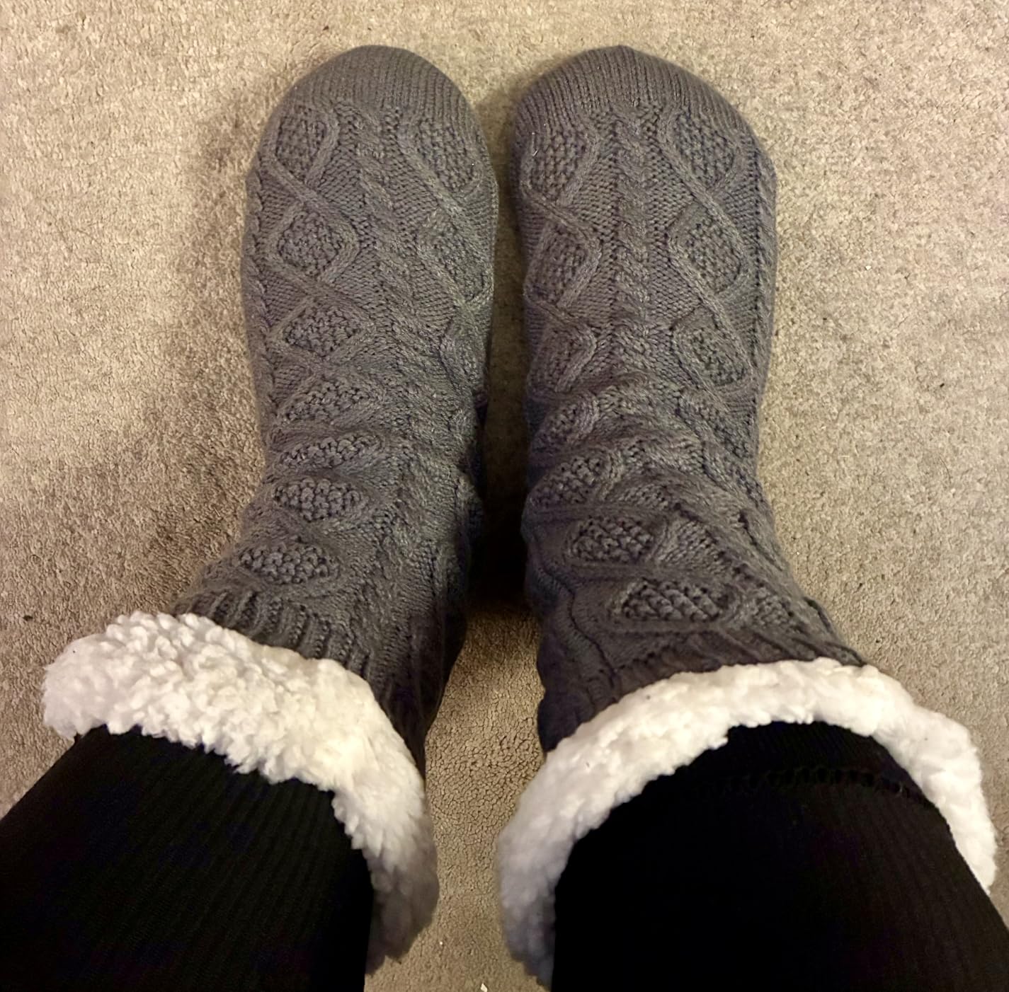 LINEMIN Womens Slipper Socks Winter Warm Fleece Lined Socks Cozy Soft Thick Fuzzy Non Slip Indoor Christmas Socks customer photo 1