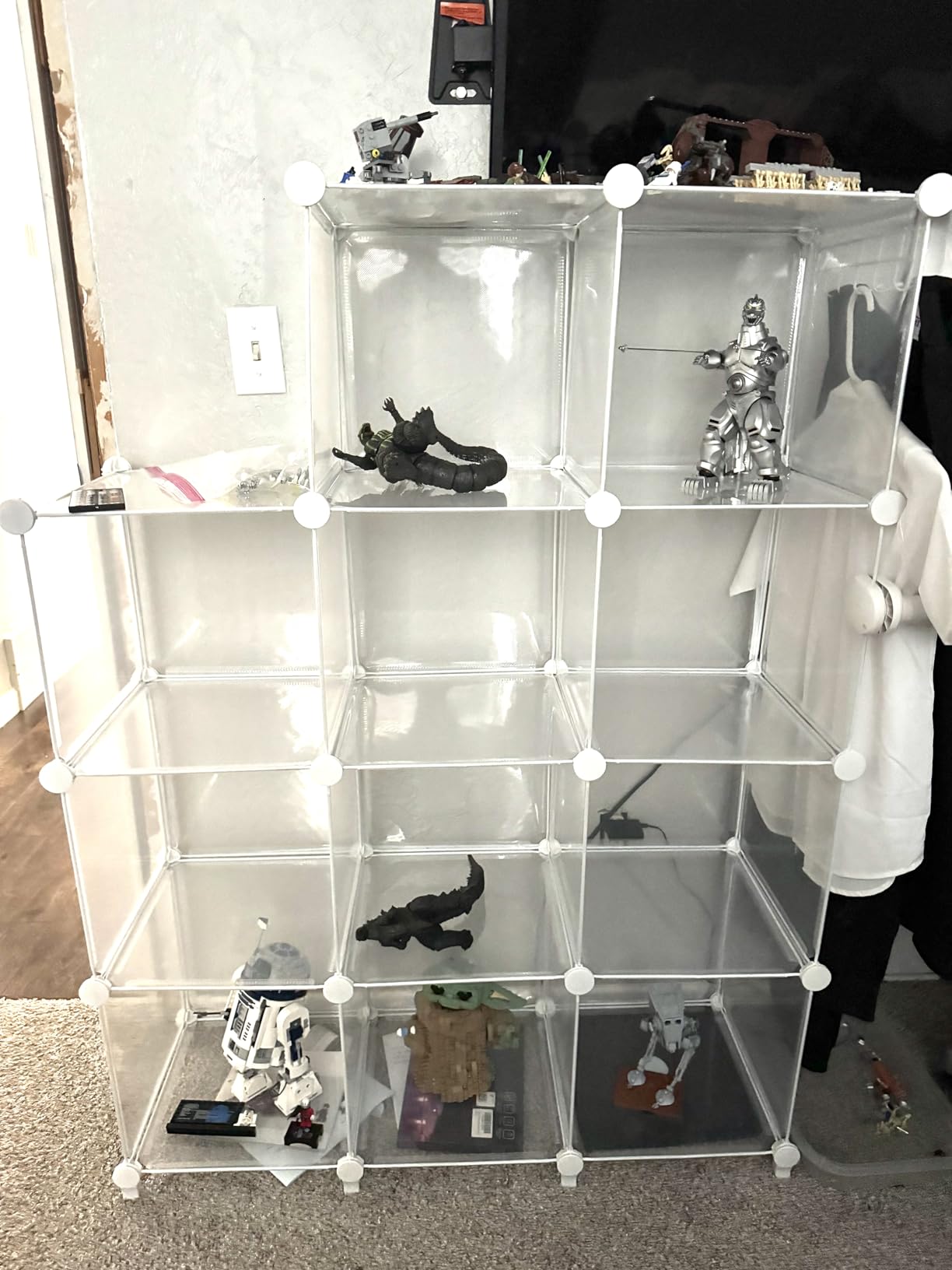 AWTATOS 12 Cube Storage Organizer, Closet Organizer Storage Shelves, White, DIY Stackable Storage Cubes, Plastic Clothes Shelving for Home, Bedroom customer photo 2