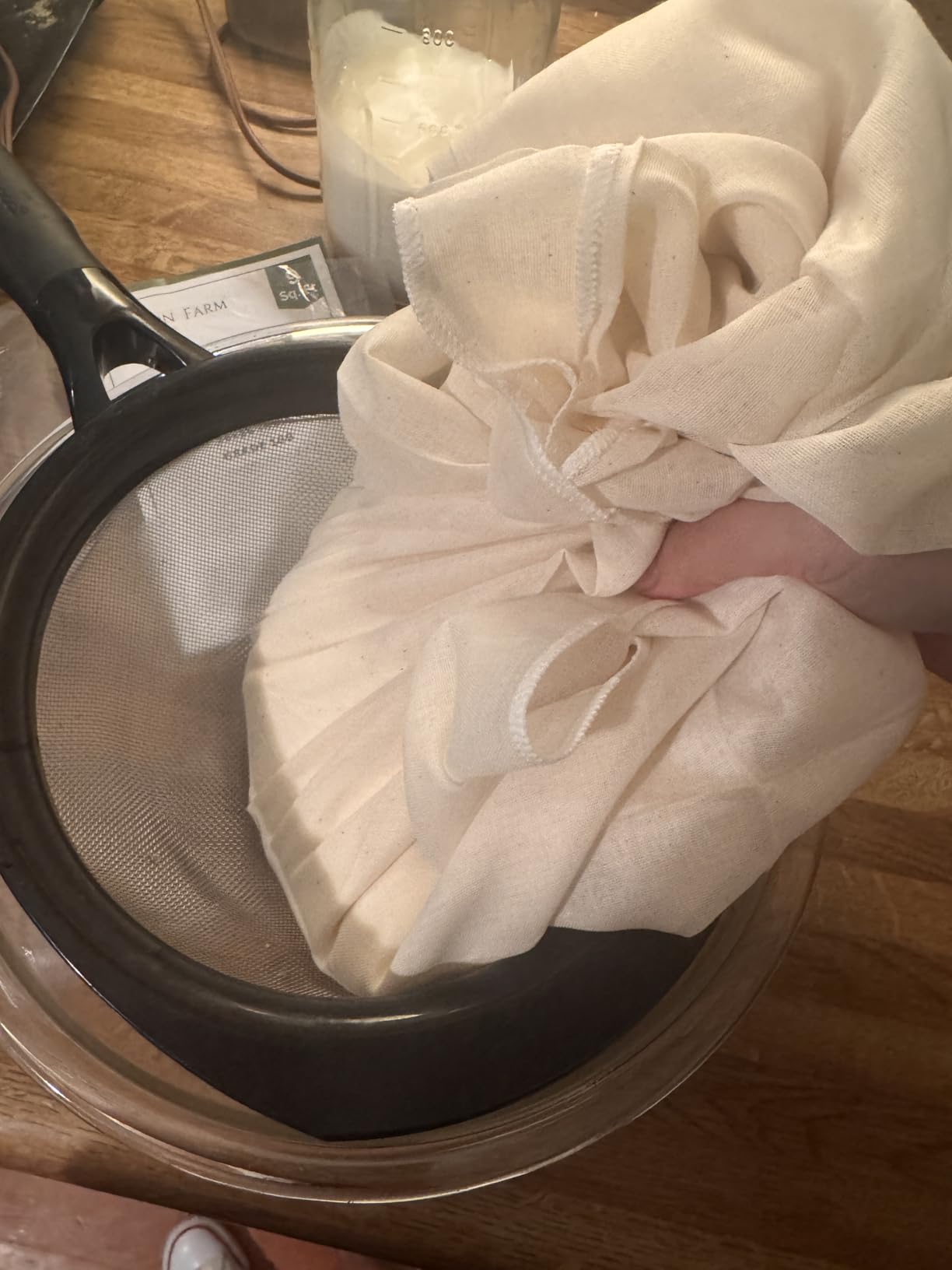 Cotton Farm Nut Milk Bag & Cheese Cloth Bag (Ultra Dense), XL 14 × 14 Inch, 100% Unbleached Cotton Cheesecloth for Precise Food Straining, Washable & Reusable customer photo 1