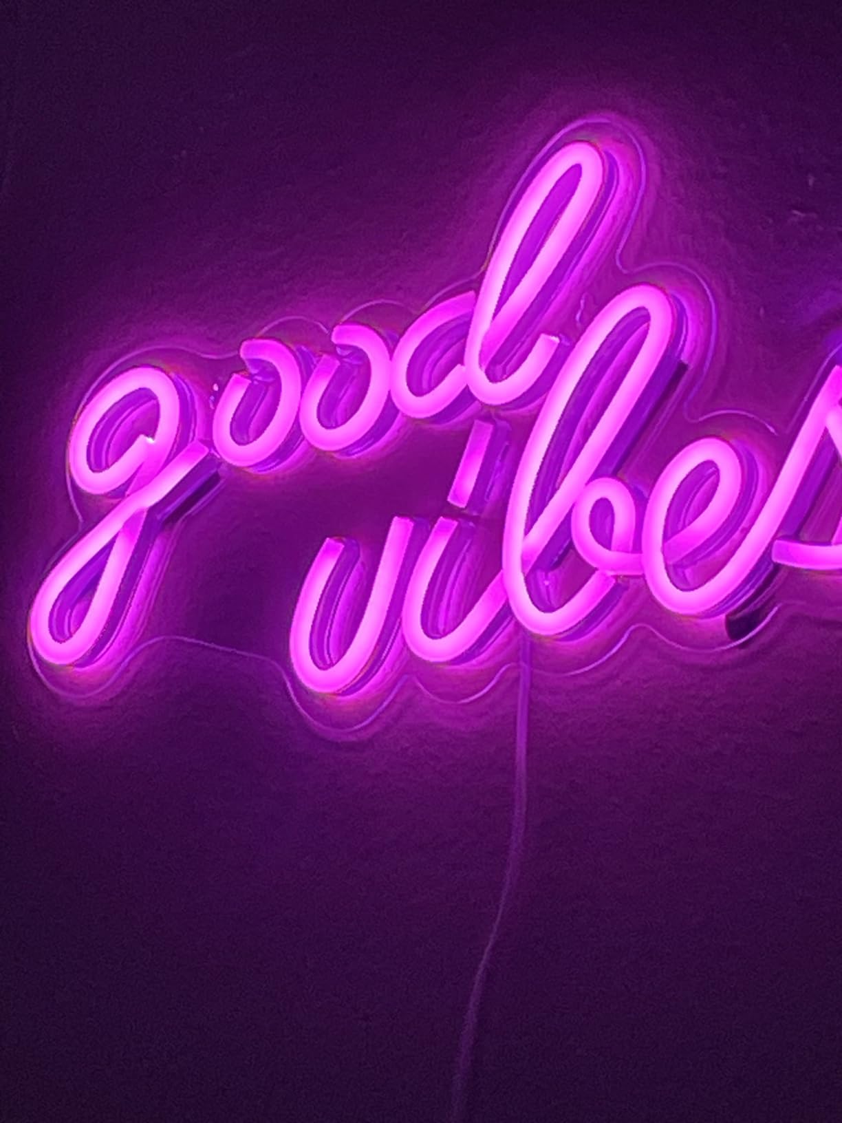 Olekki Blue Good Vibes Neon Sign - LED Neon Signs for Wall Decor, Neon Lights for Bedroom, Neon Wall Signs (16.1 x 8.3 inch) customer photo 1