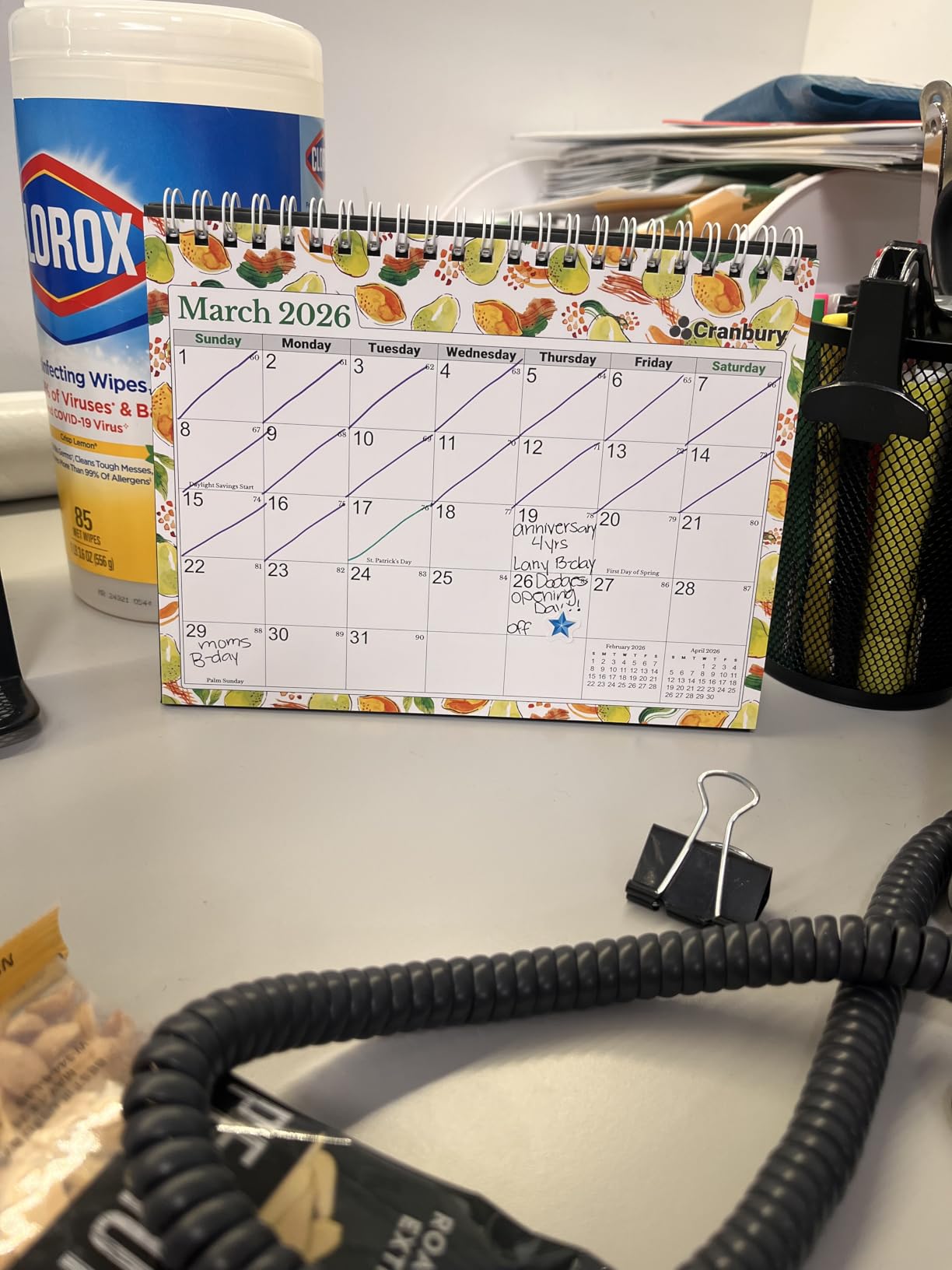 CRANBURY 2026-2027 Small Desk Calendar 8x6, Standing Flip Calendar | Compact 8x6 desktop calendar features monthly layouts with large writing blocks for schedules and reminders. customer photo 1