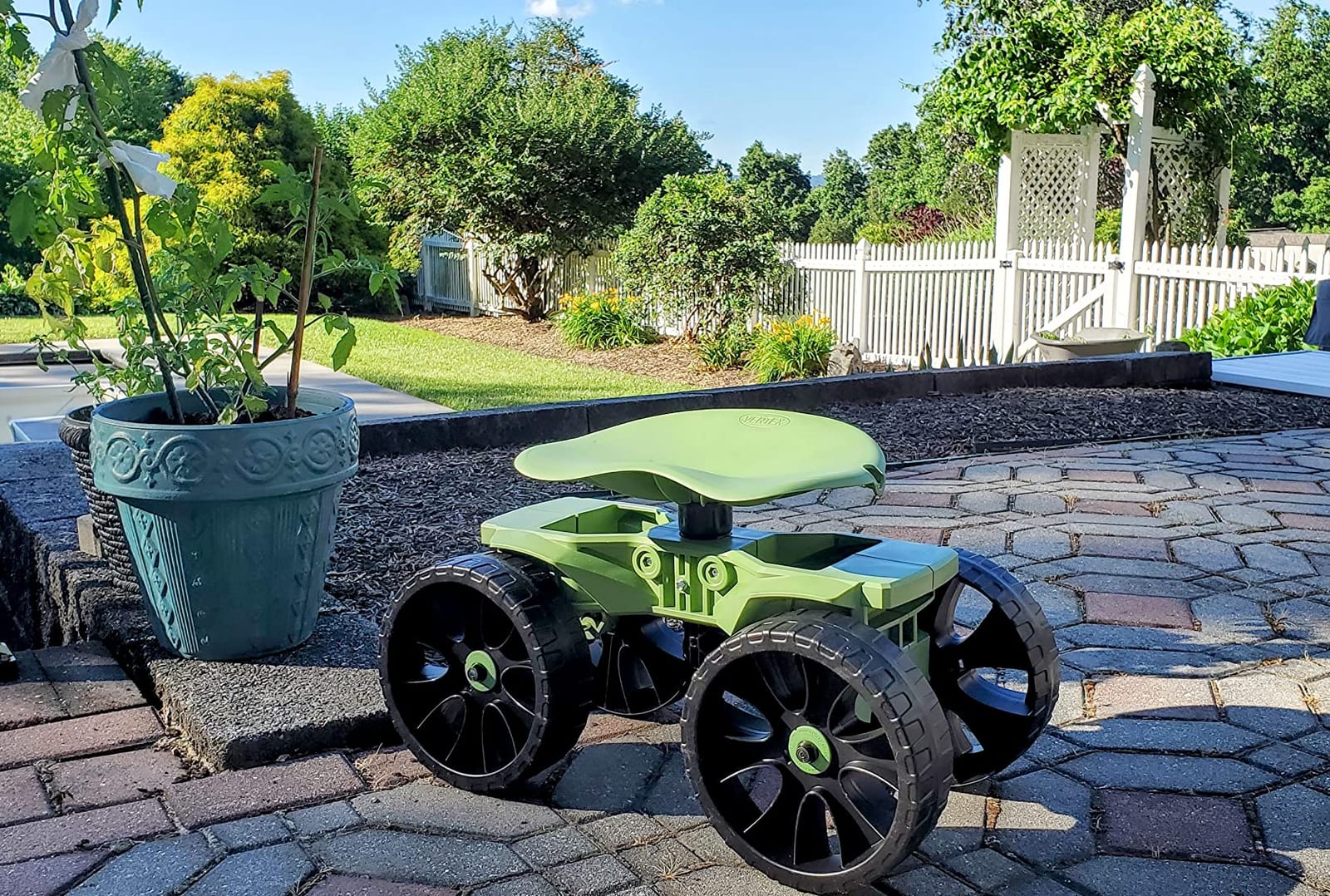 Wheelie Scoot | Premium Rolling Work Seat | Comfort Utility Garden Stool with Never Flat Wheels | Made in USA by Vertex | Model EX500 customer photo 2