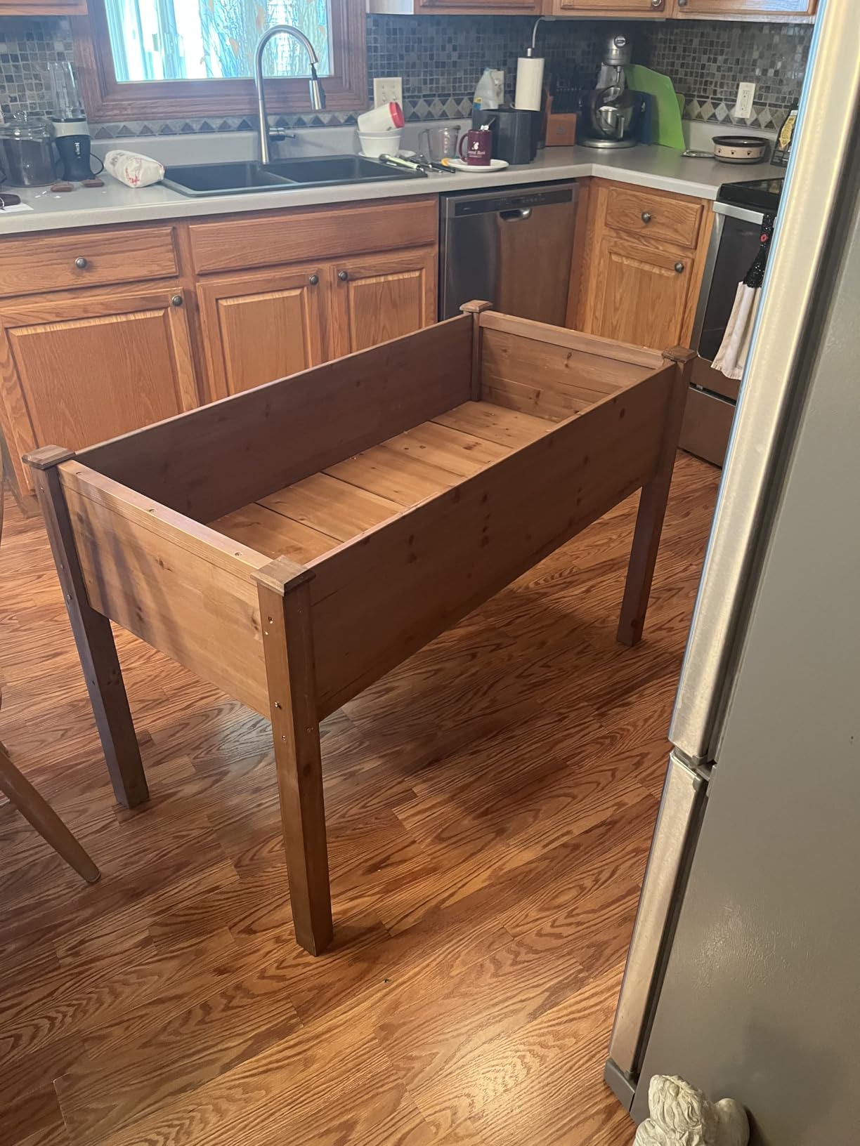 Raised Garden Bed with Legs, 48x24x30 Cedar Wood Elevated Planter Box with Drainage Holes & Liner customer photo 1