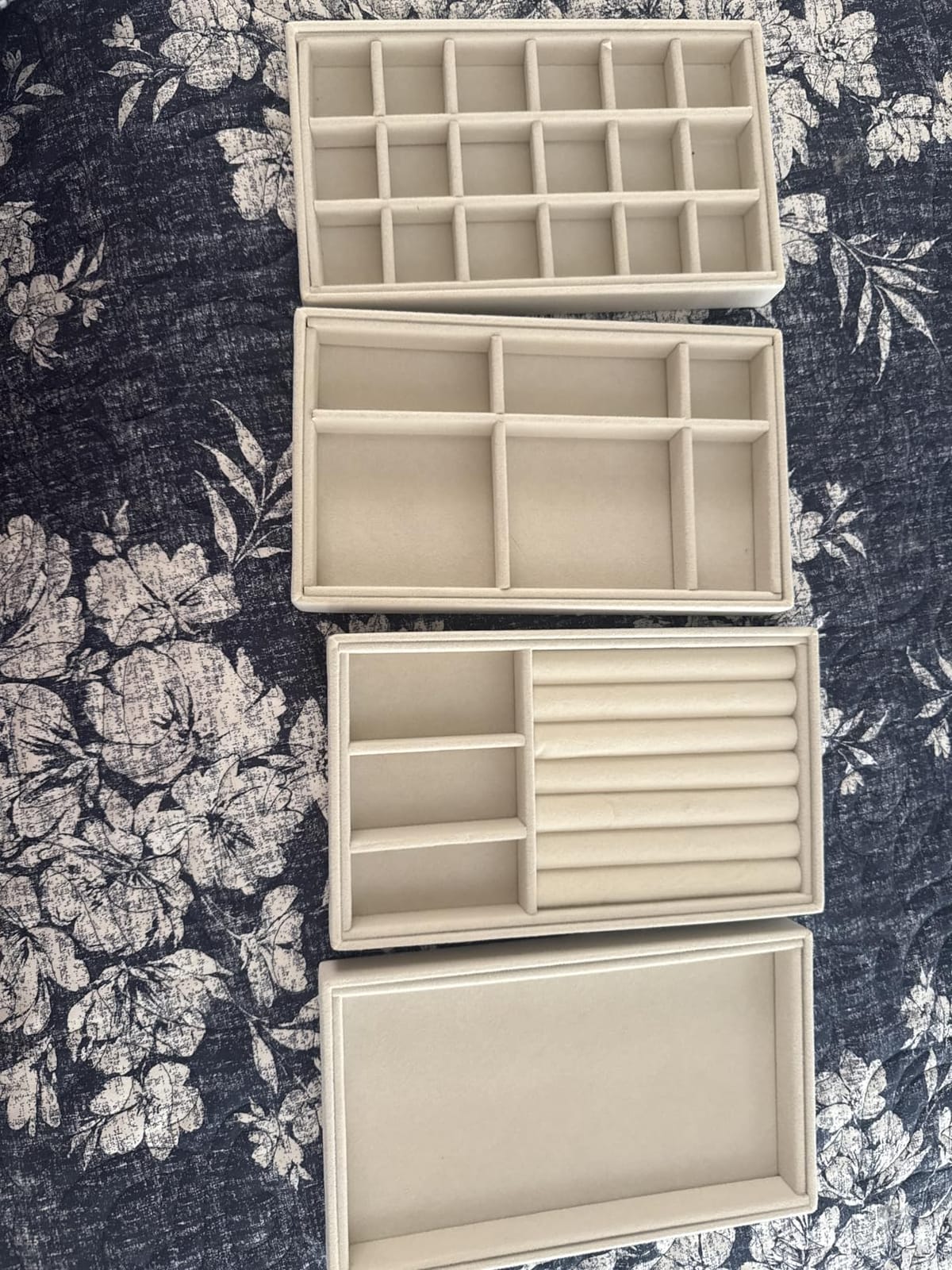 Elsjoy 8 Pack Velvet Jewelry Trays, Stackable Jewelry Organizer Trays for Drawers, Beige Jewelry Storage and Display Tray Inserts for Necklaces, Rings, Earrings customer photo 2