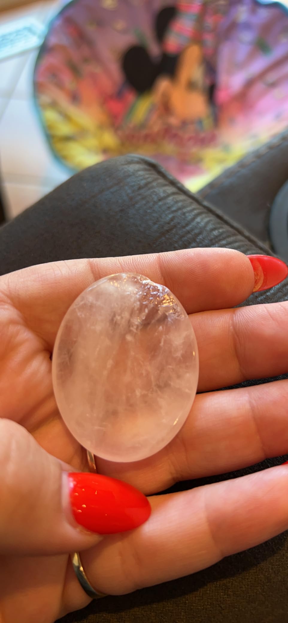YATOJUZI Thumb Worry Stones for Anxiety Stress Relief Items Healing Crystals Natural Amethyst Rose Quartz Crystal Palm Pocket Stone Gemstones Meditation Reiki Spiritual Gifts for Women Men 2PCS customer photo 1