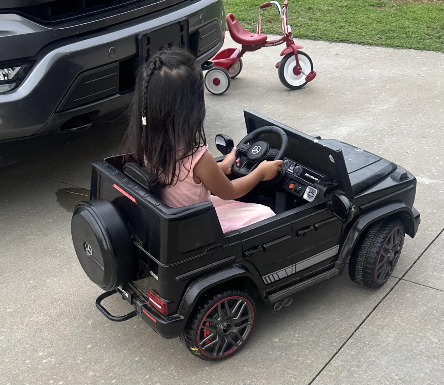 ANPABO 12V 7AH Licensed Mercedes-Benz G63 Electric Car for Kids, White | Parent remote control ride on car for toddlers with 3-speed, LED headlights, music & horn, soft start and low battery prompt customer photo 1