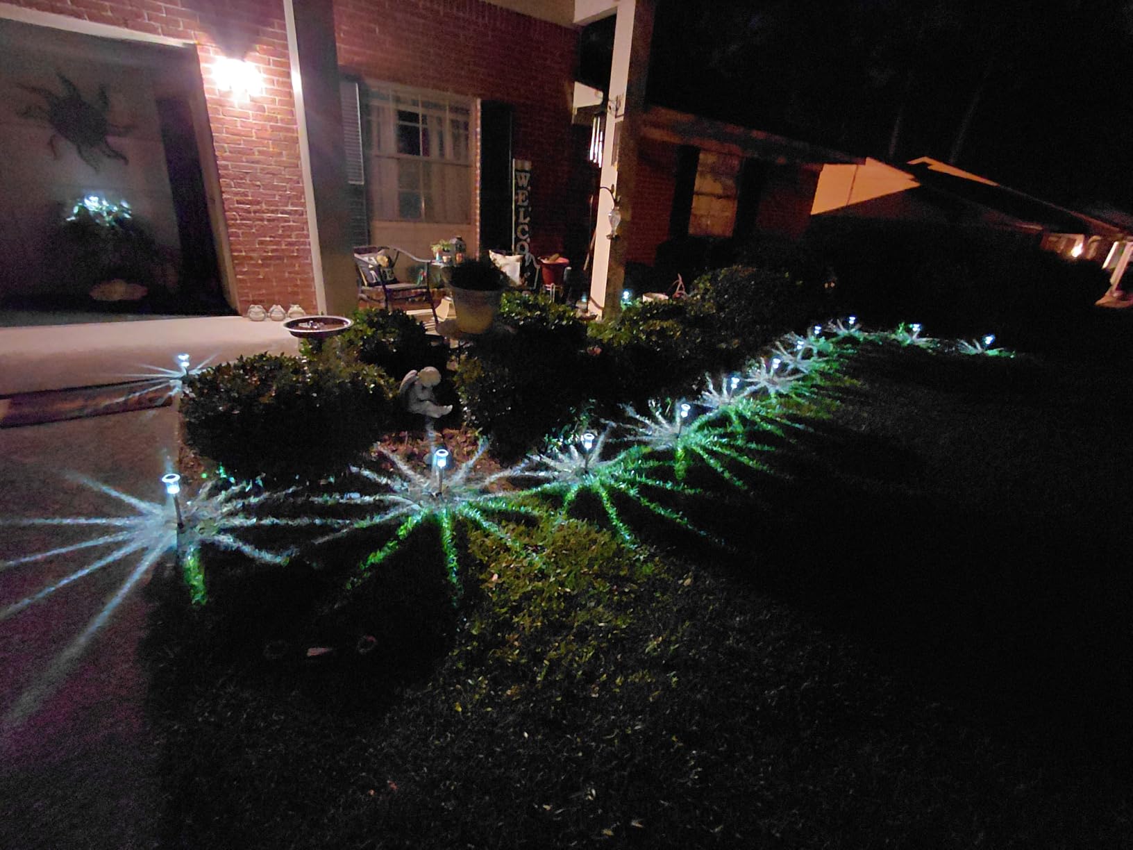 DenicMic Solar Lights Outdoor Waterproof 10 Pack Pathway Lights Cool White | Stake Lights for Yard Garden Driveway Walkway Outside Landscape Path Lights, Auto On/Off 6000K LED, Stainless Steel Pole customer photo 2
