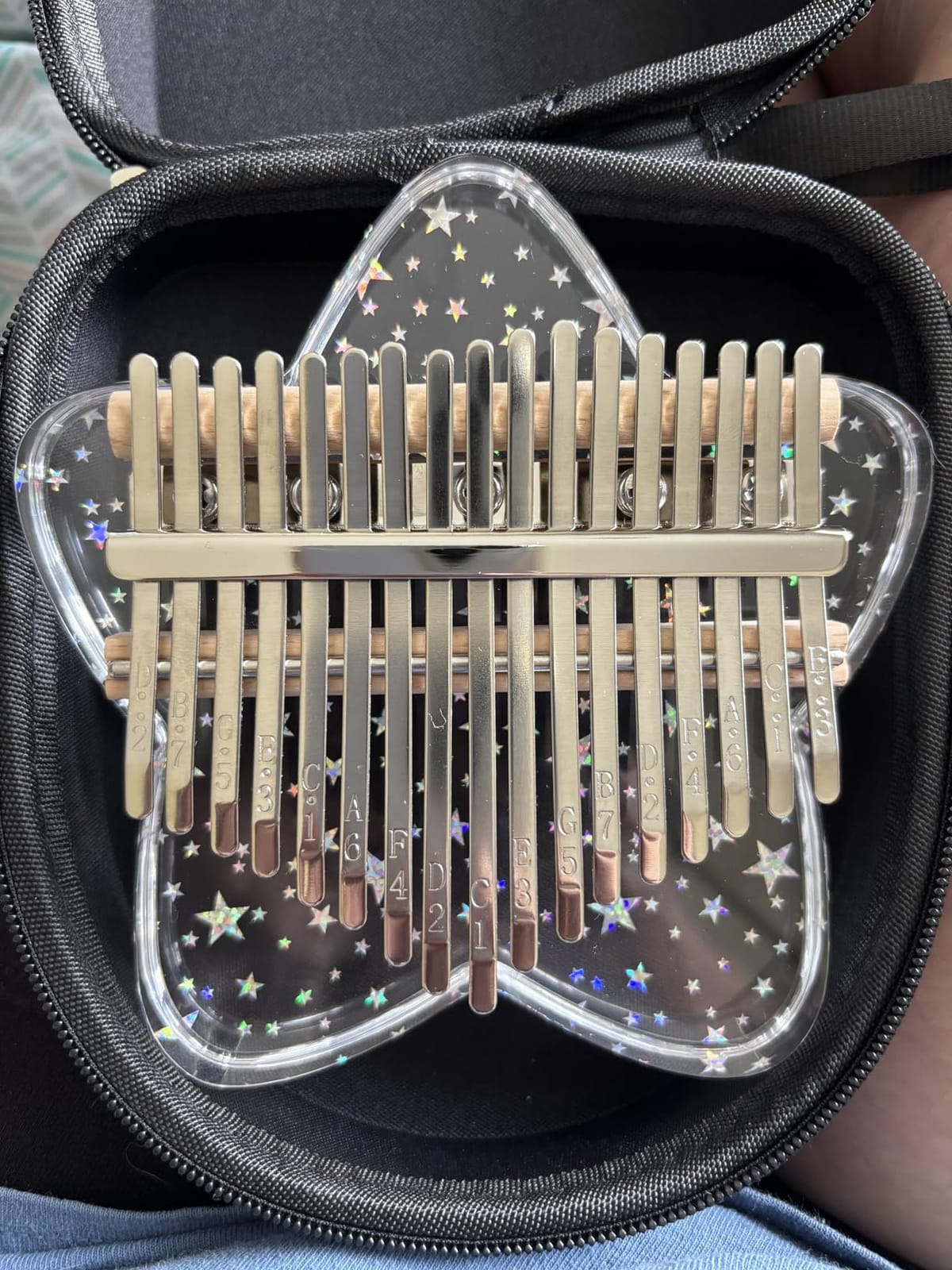 Cute Kalimba Thumb Piano 17 Keys-Star Crystal Acrylic Finger Piano-Portable Mbira Musical Instruments Cute Christmas Gift with Tune Hammer and Study Instruction for Adults Beginners customer photo 1
